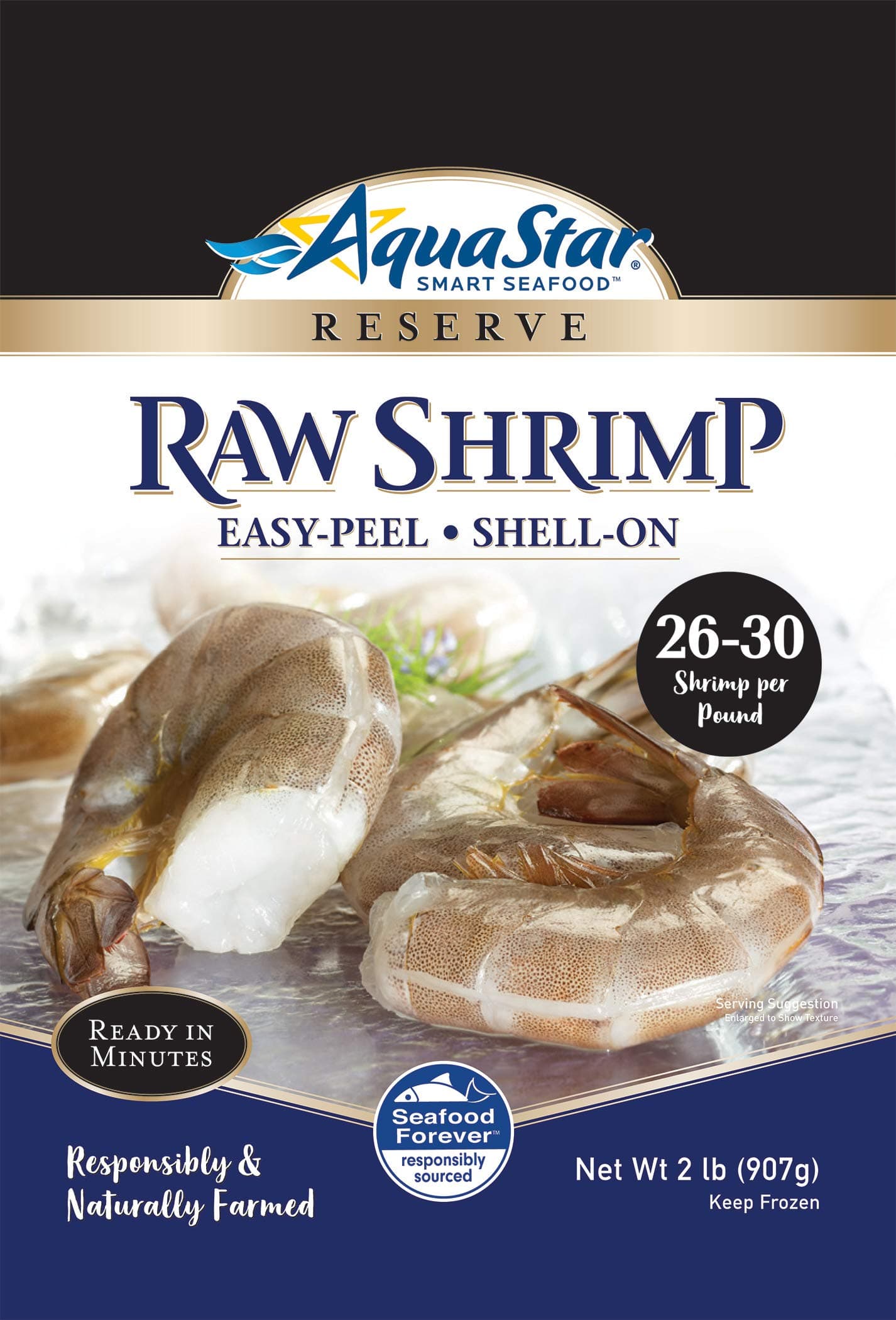 Aqua Star, Raw, Easy-Peel, Shell-on Shrimp, 26-30 Count , 2 lb (Frozen)