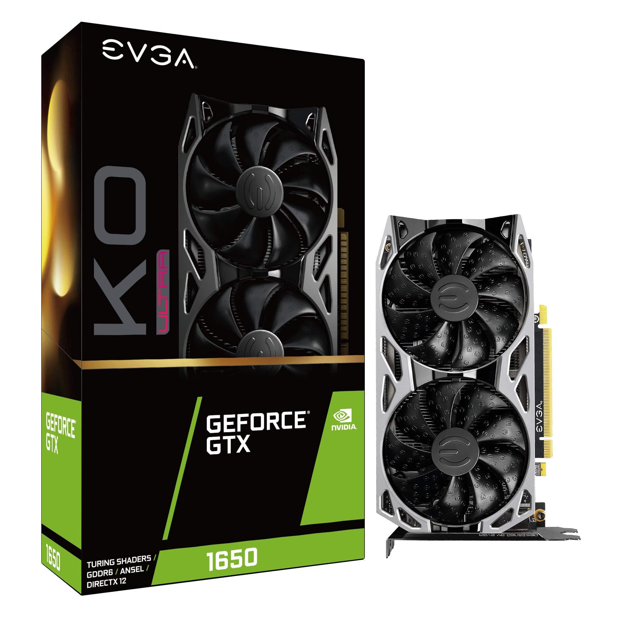 EVGA GeForce GTX 1650 KO ULTRA GDDR6 GAMING, 04G-P4-1457-KR, 4GB GDDR6, Dual Fan, Metal Backplate