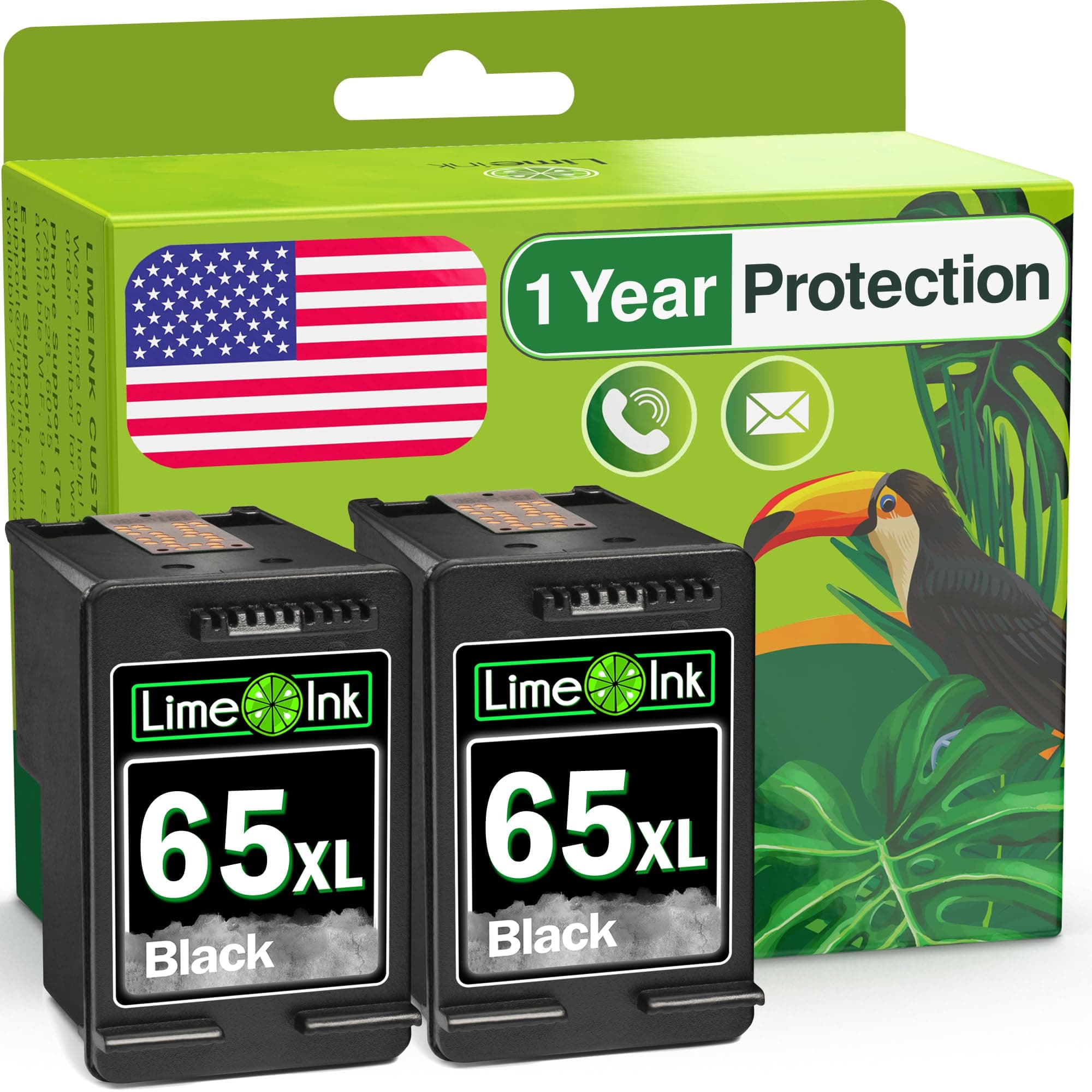 2 Remanufactured Ink Cartridge Replacement for 65XL 65 XL High Yield for HP DeskJet 2600 2622 2652 2655 3700 3720 3722 3752 3755 Envy 5000 5052 5055 Printer AMP 100 Combo Pack (2 Black)