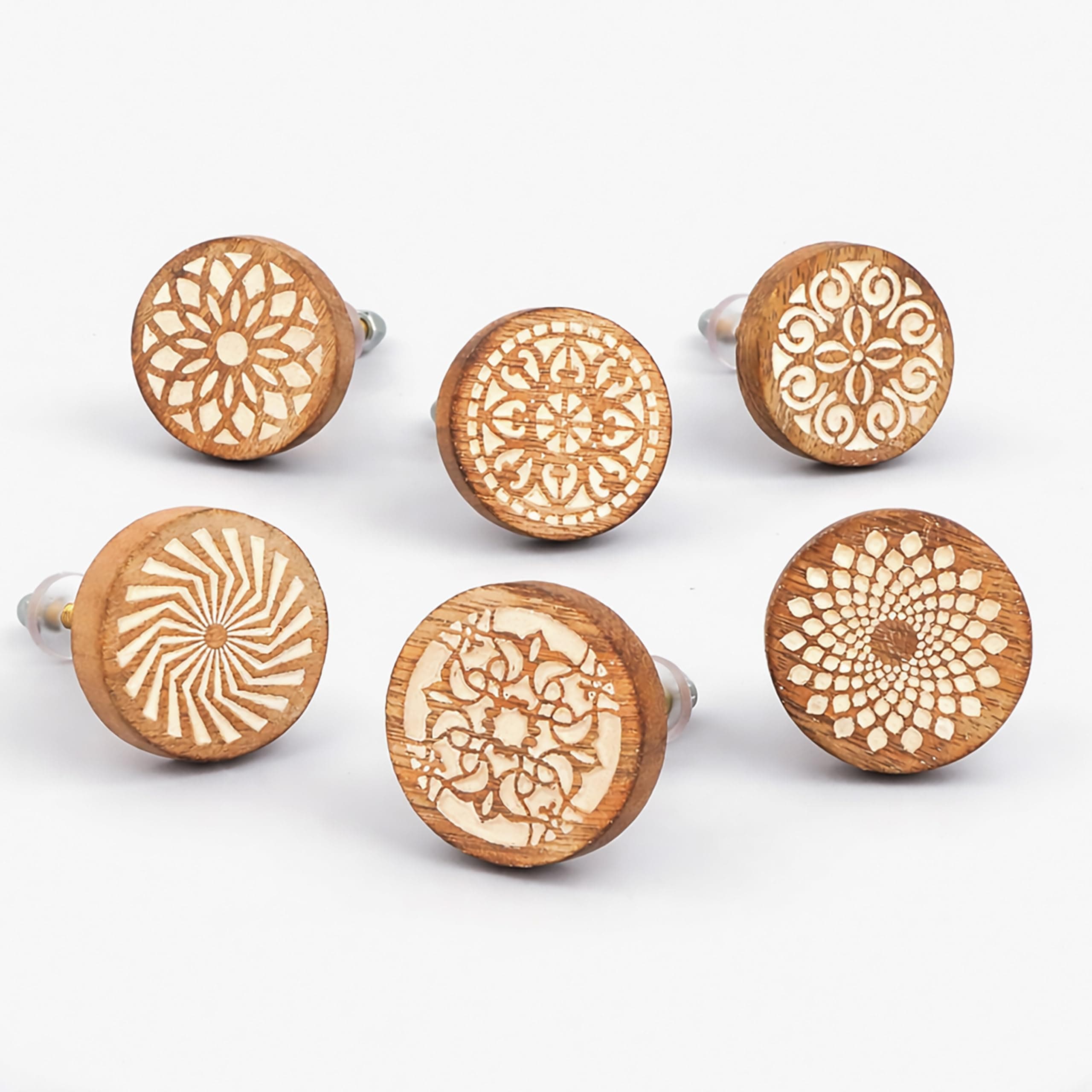 Indian Shelf 18 Pack Natural Wooden Boho Knobs and Pulls for Cabinets - Unique Dresser Drawer Handles