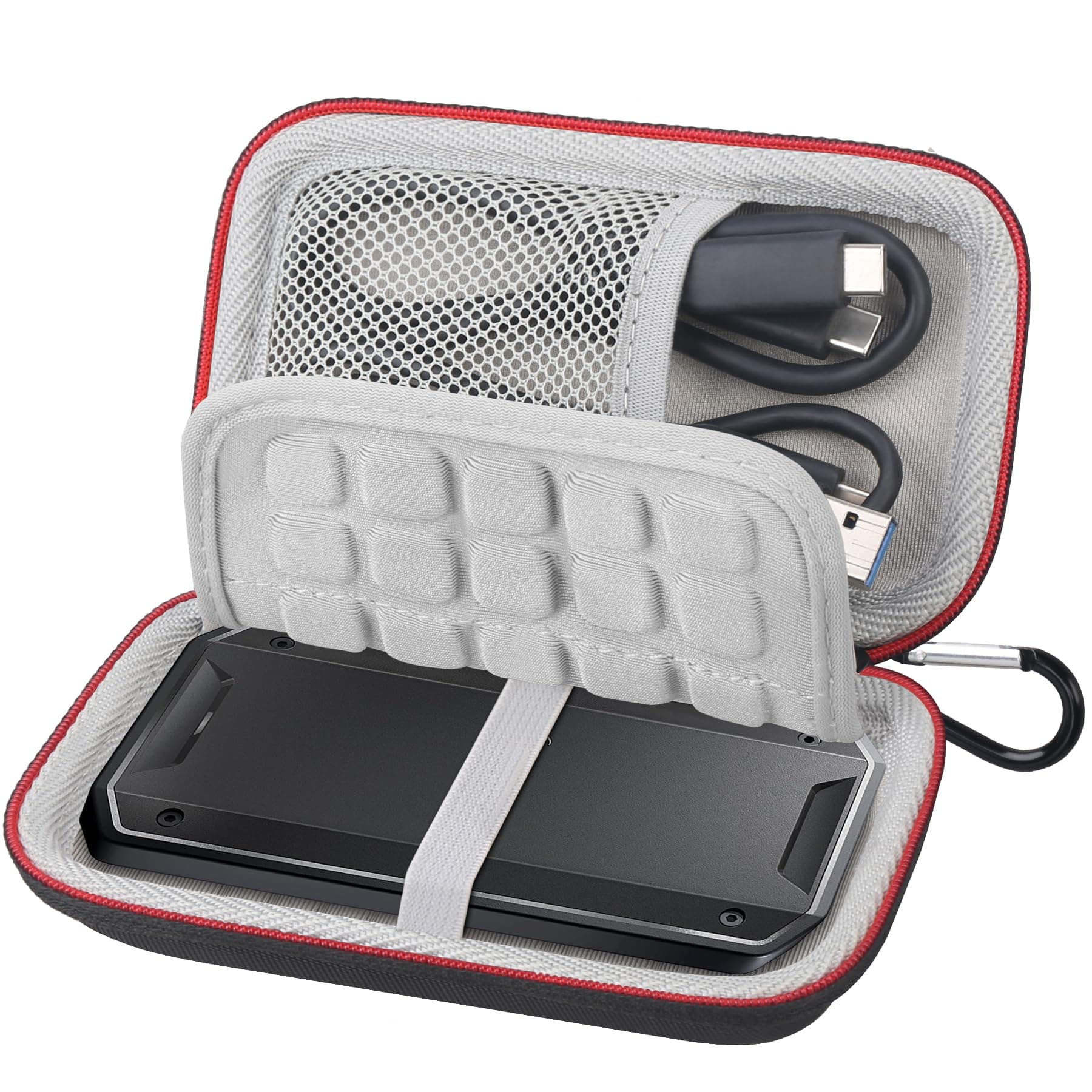 Lacdo Hard Drive Carrying Case for SanDisk Professional PRO-G40 SSD 1TB 2TB 4TB USB-C External Solid State Drives EVA Shockproof Water Repellent Storage Travel Bag, Black+Gray