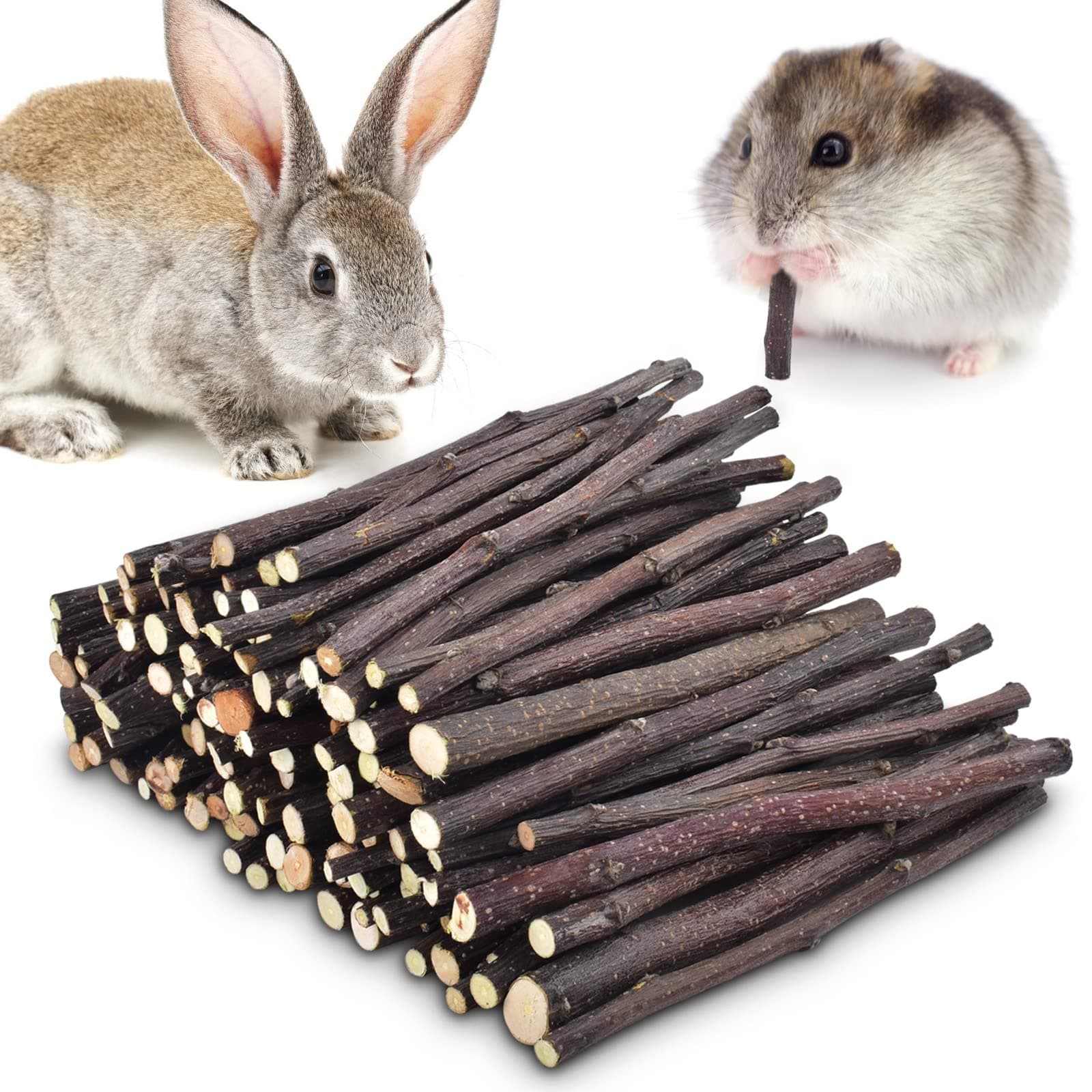 ERKOON Natural Apple Sticks 300g (10.5oz Small Animals Molar Chew Toys Apple Branch Chew Treats for Hamster Rabbit Chinchilla Bunny Guinea Pig Squirrel