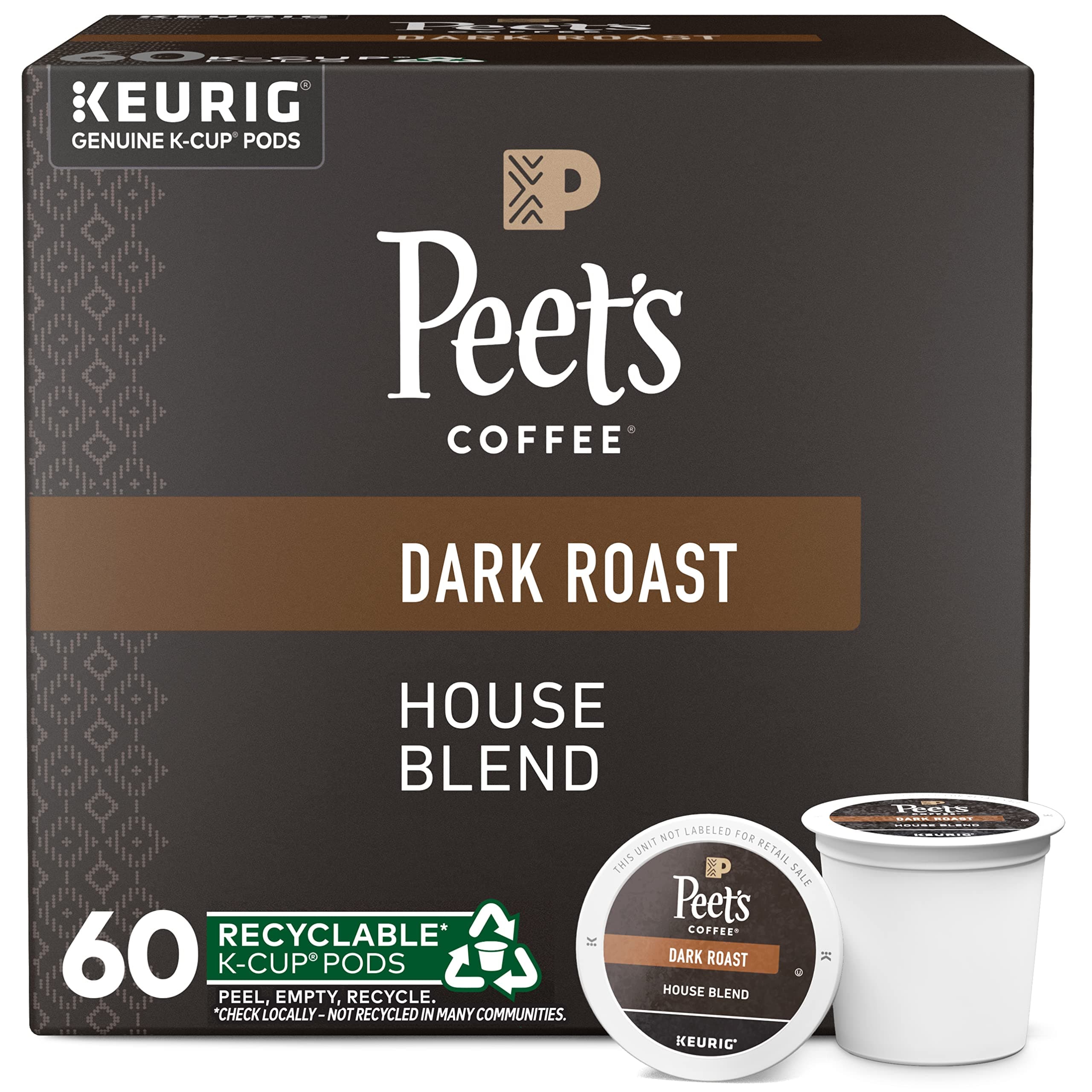 Dark Roast Keurig K-Cup Pods, 100% Arabica Coffee - House Blend 60 Count (6 Boxes of 10 K-Cup Pods)