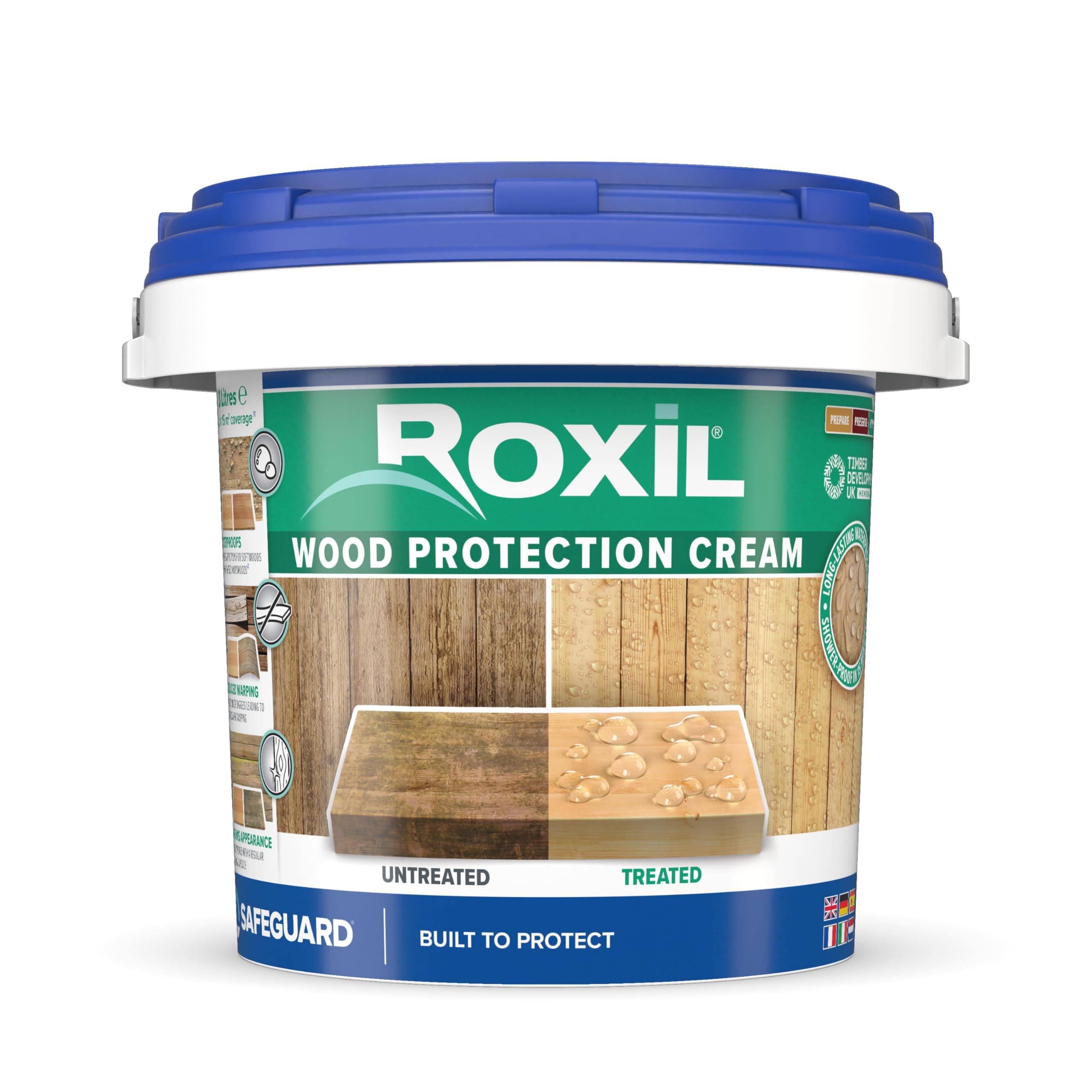 Roxil Wood Protection Cream - 3L - One Coat Wood Sealer, Instant Waterproofing Clear Treatment, Preserves Outdoor Fences, Decking, Furniture, Shed