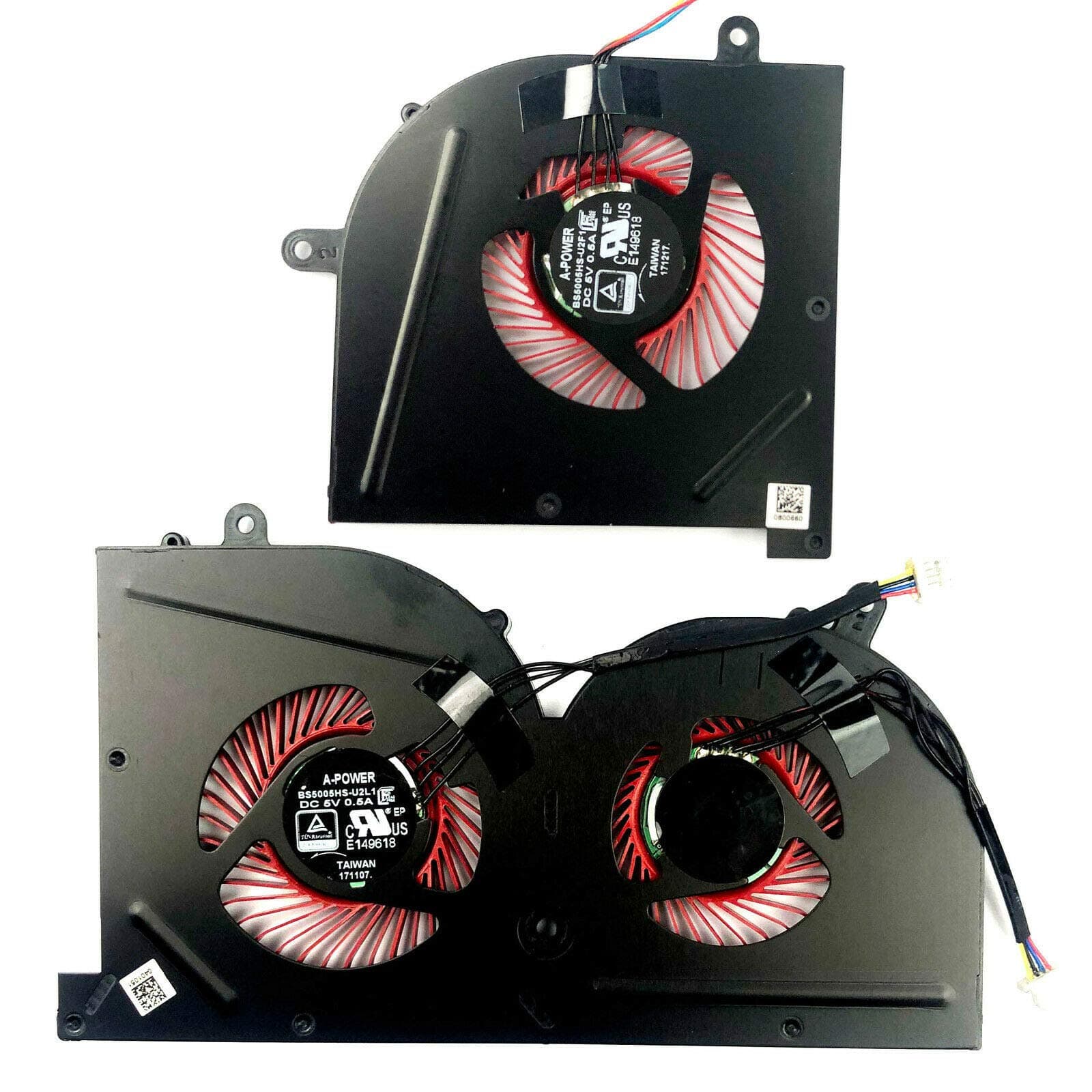 CPU + GPU Cooling Fan for MSI GS63 GS63VR GS73 GS73VR (Pair Fans, 12V, 4-Pin, 20dB, Laptop)