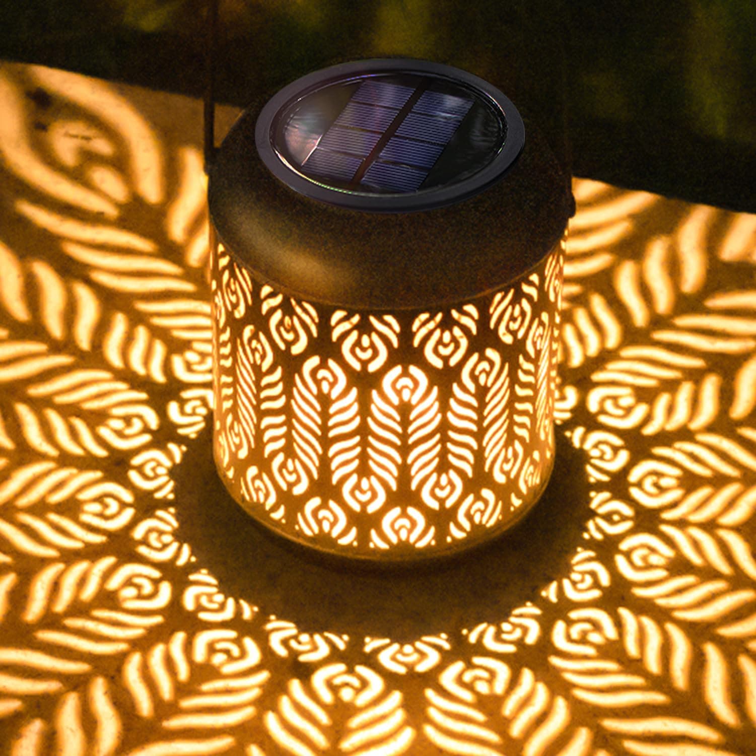 LeiDrail Solar Lantern Outdoor Hanging Lanterns Garden Metal Decorative Light Warm White LED Waterproof Landscape Lighting for Table Pathway Party Yard - 2 Pack