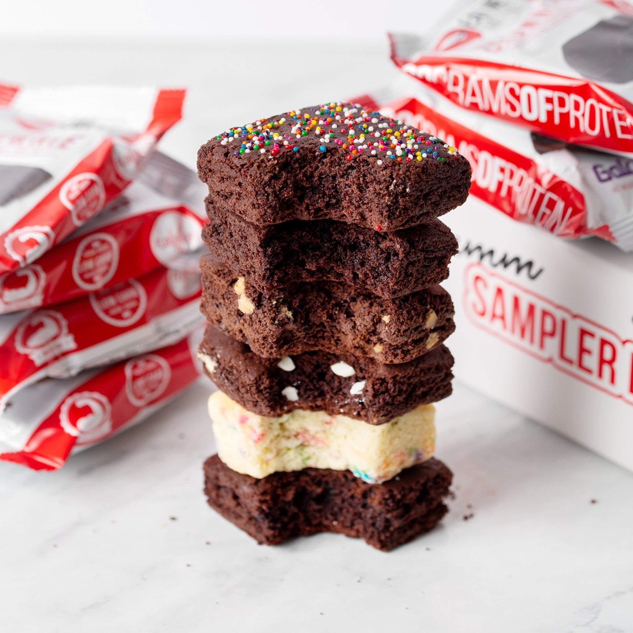 Eat Me Guilt Free High Protein Brownie, Low Carb Healthy Snack or Dessert, 22g Protein, Sampler Box (6 Count)