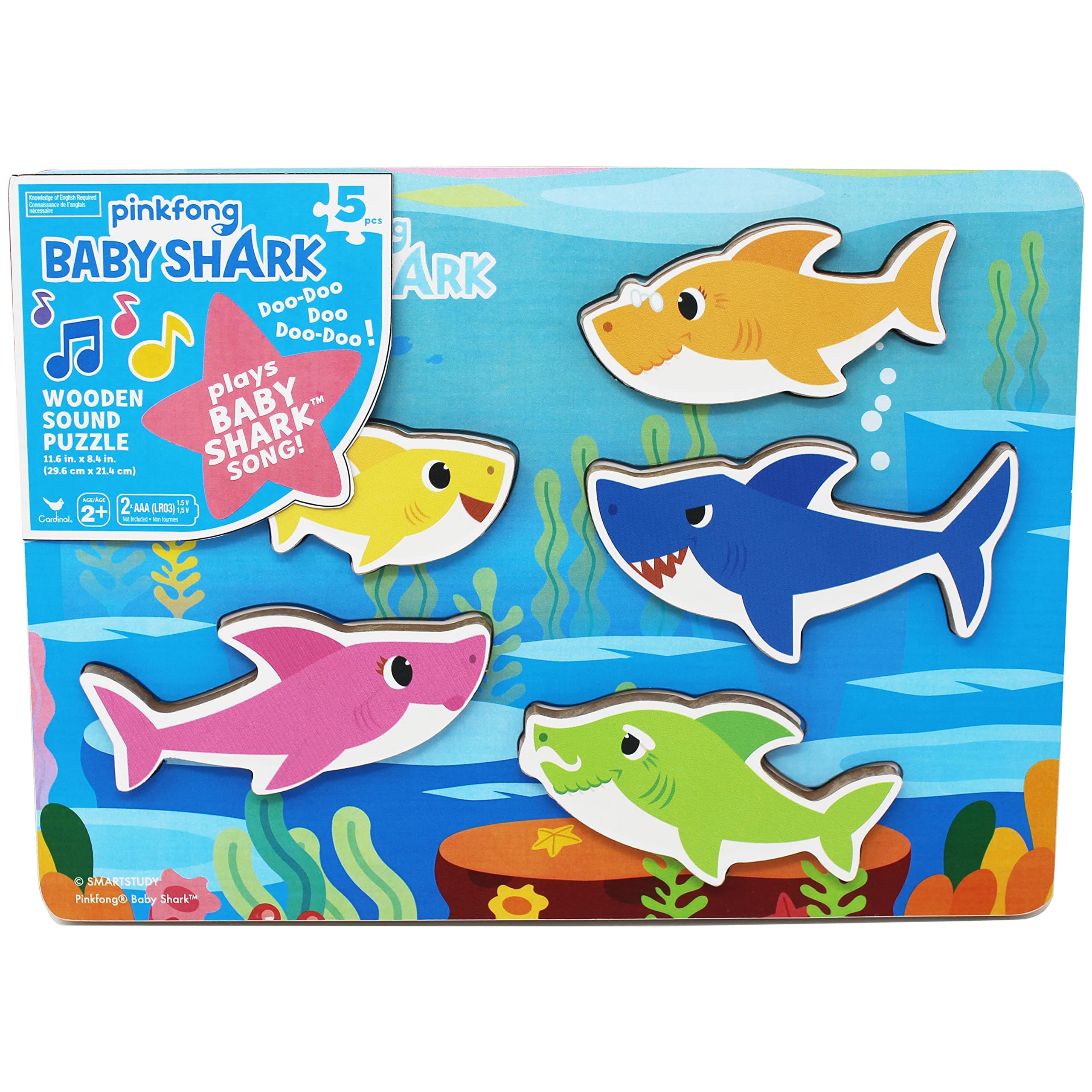 Baby Shark Chunky Wooden Sound Puzzle - Plays The Baby Shark Song