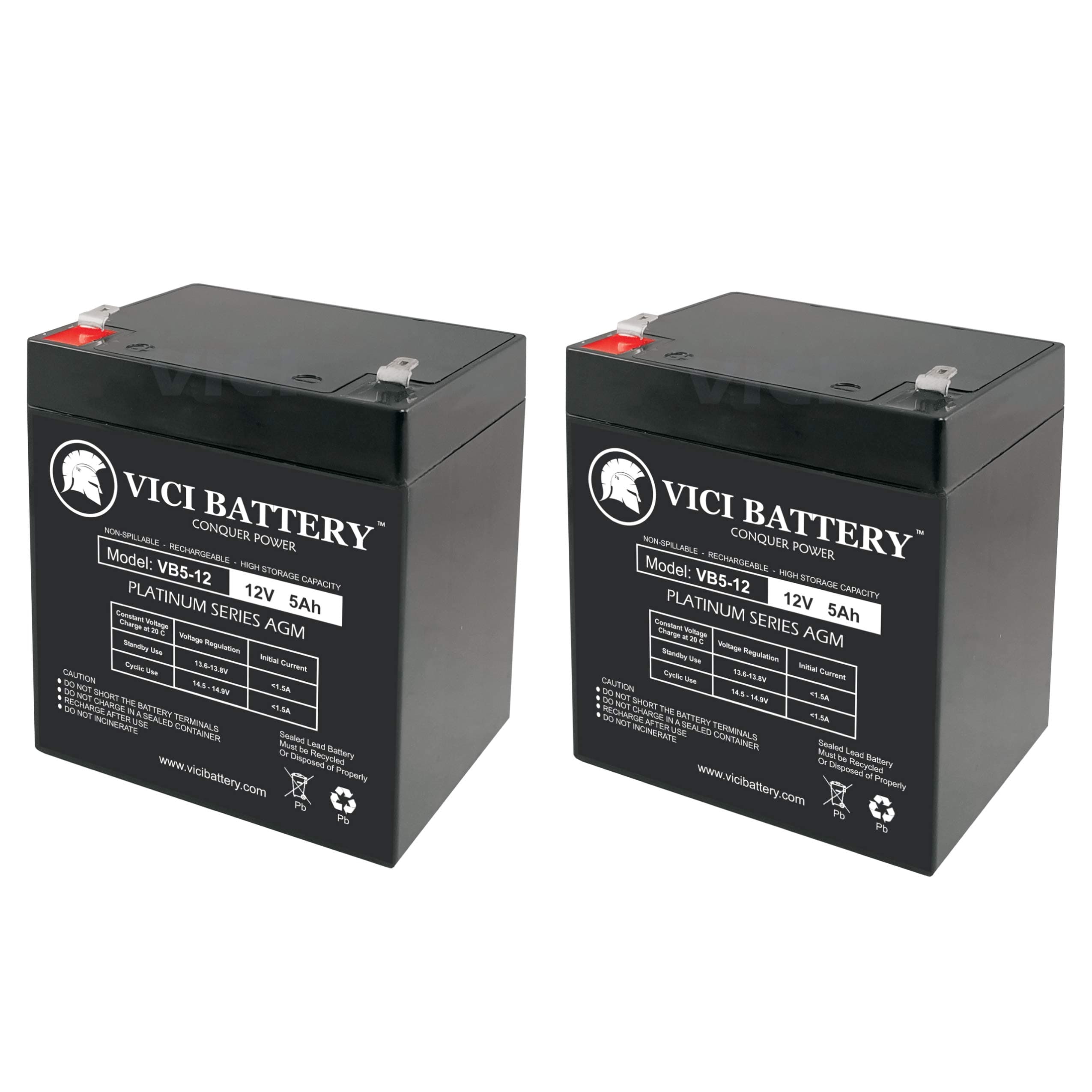 Vici Battery 12V 5Ah Scooter Battery Replace 4.5Ah Enduring 6FM4.5, 6 FM 4.5-2 Pack Brand Product