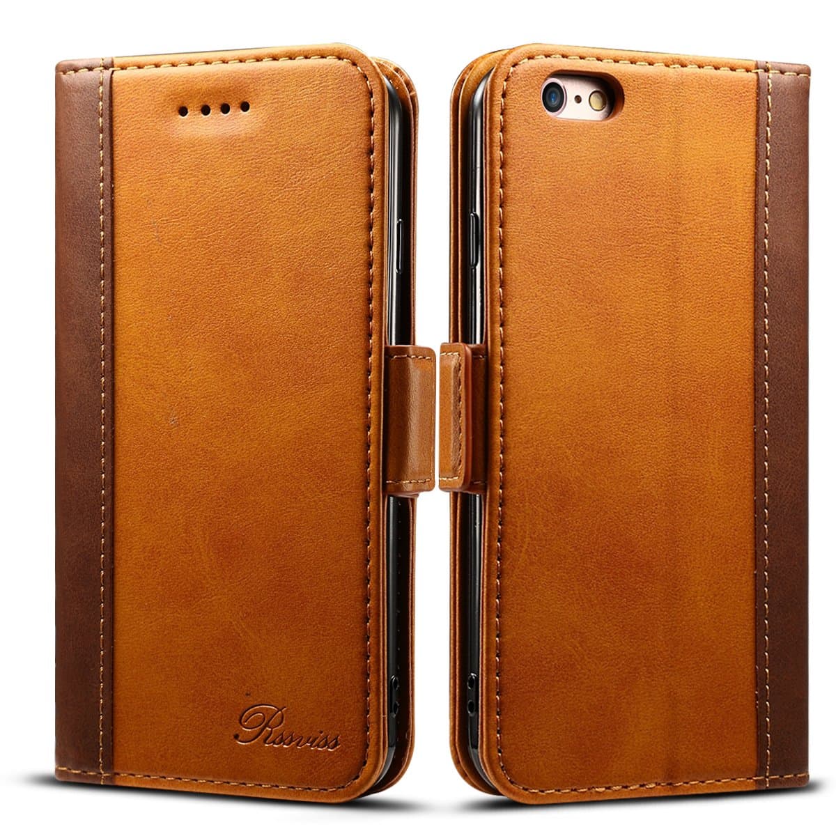 Rssviss iPhone 6 Case Wallet Premium PU Leather Flip Wallet Case with Card Slot, Cash Clip, Stand Holder and Magnetic Closure for iPhone 6s (iPhone 6/6s,Brown, 4.7 inch)