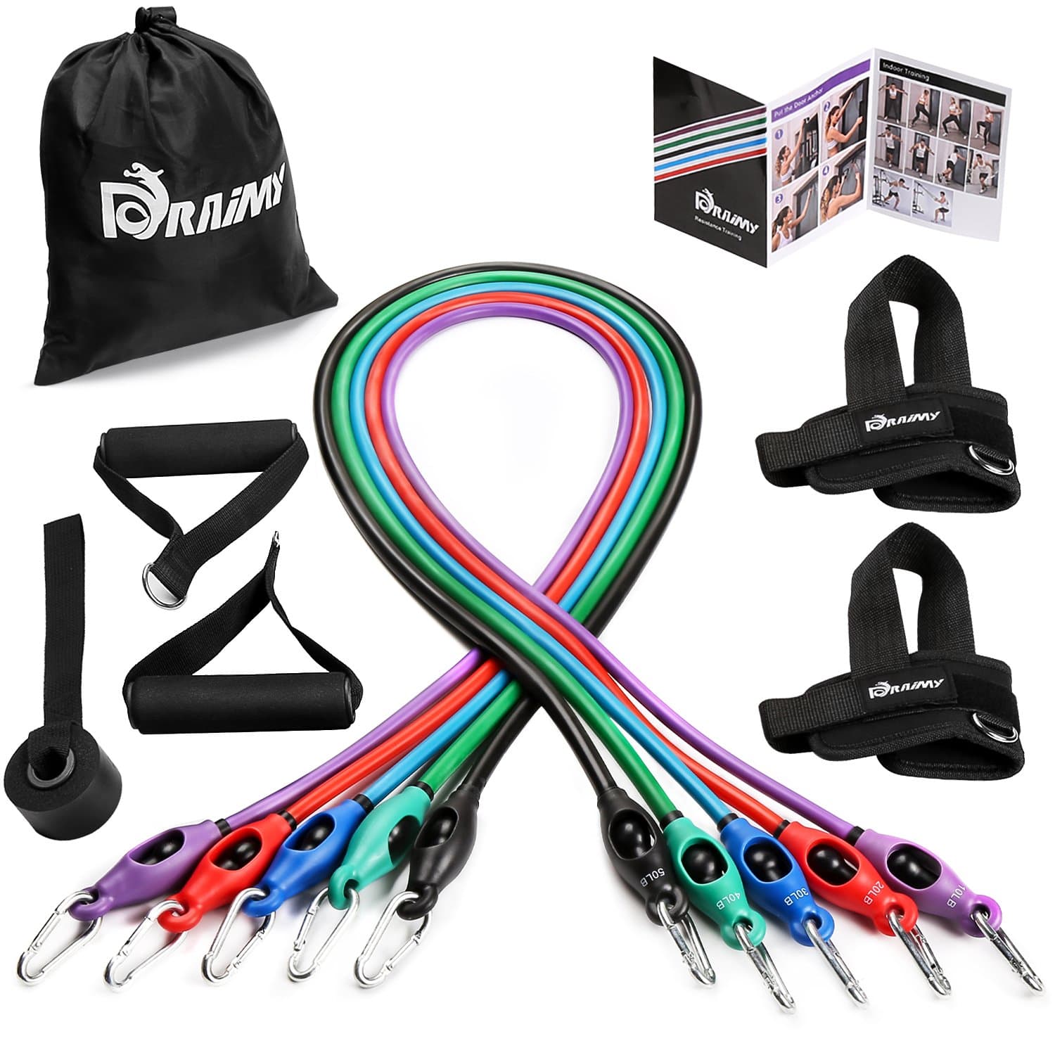 Resistance Band Set, Home Workout Bands with Handles, Heavy Duty Anti-Snap Technology Exercise Bands, Door Anchor, Leg Straps, Carrying Bag for Resistance Training and Physical Therapy.