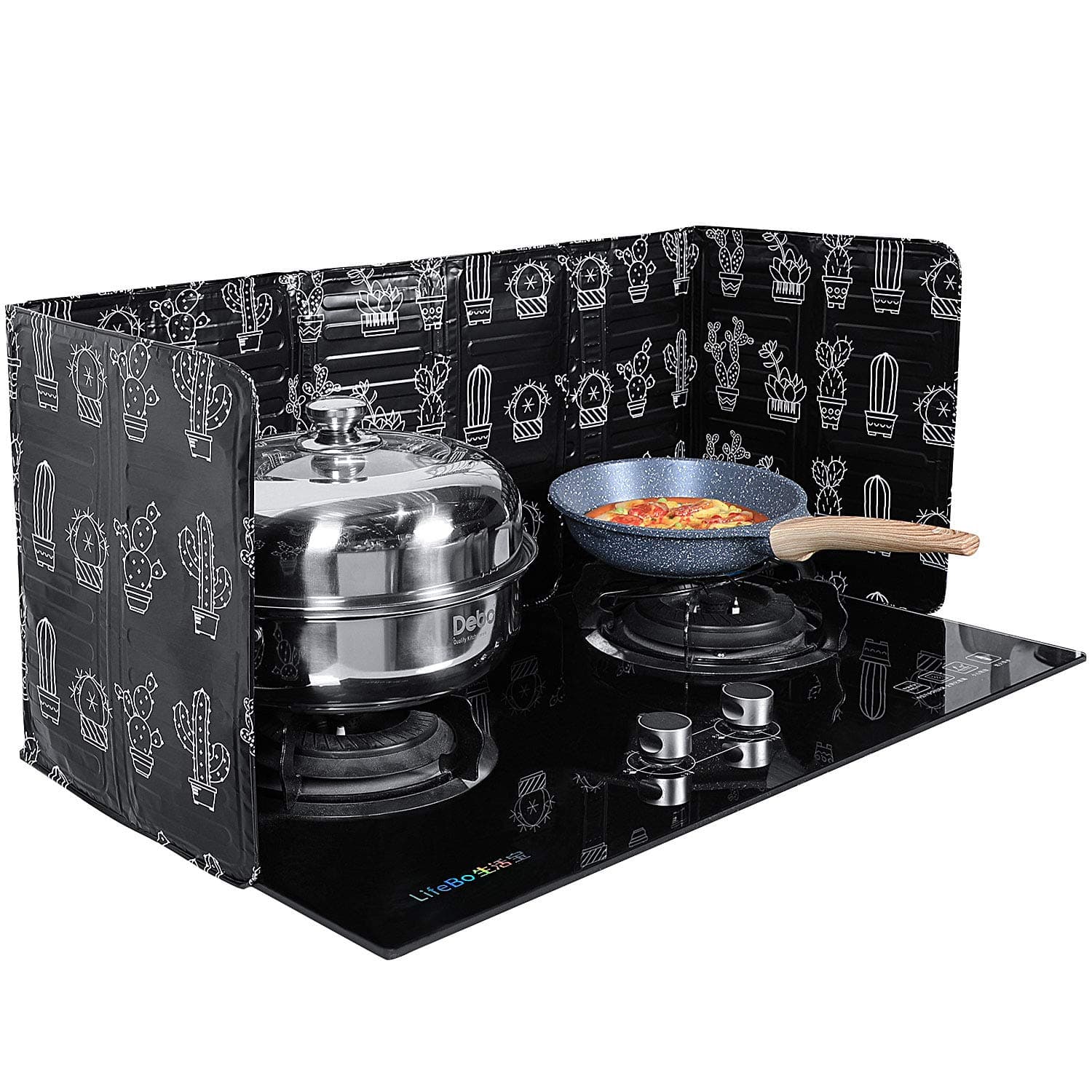 Shappy 2 Pcs 3 Sided Splatter Guard Foldable Grease Splatter Screen for Frying Pan Aluminum Foil Splash Guard for Stove Top Oil Splash Insulation Block Barrier for Cooking Kitchen Restaurant Use