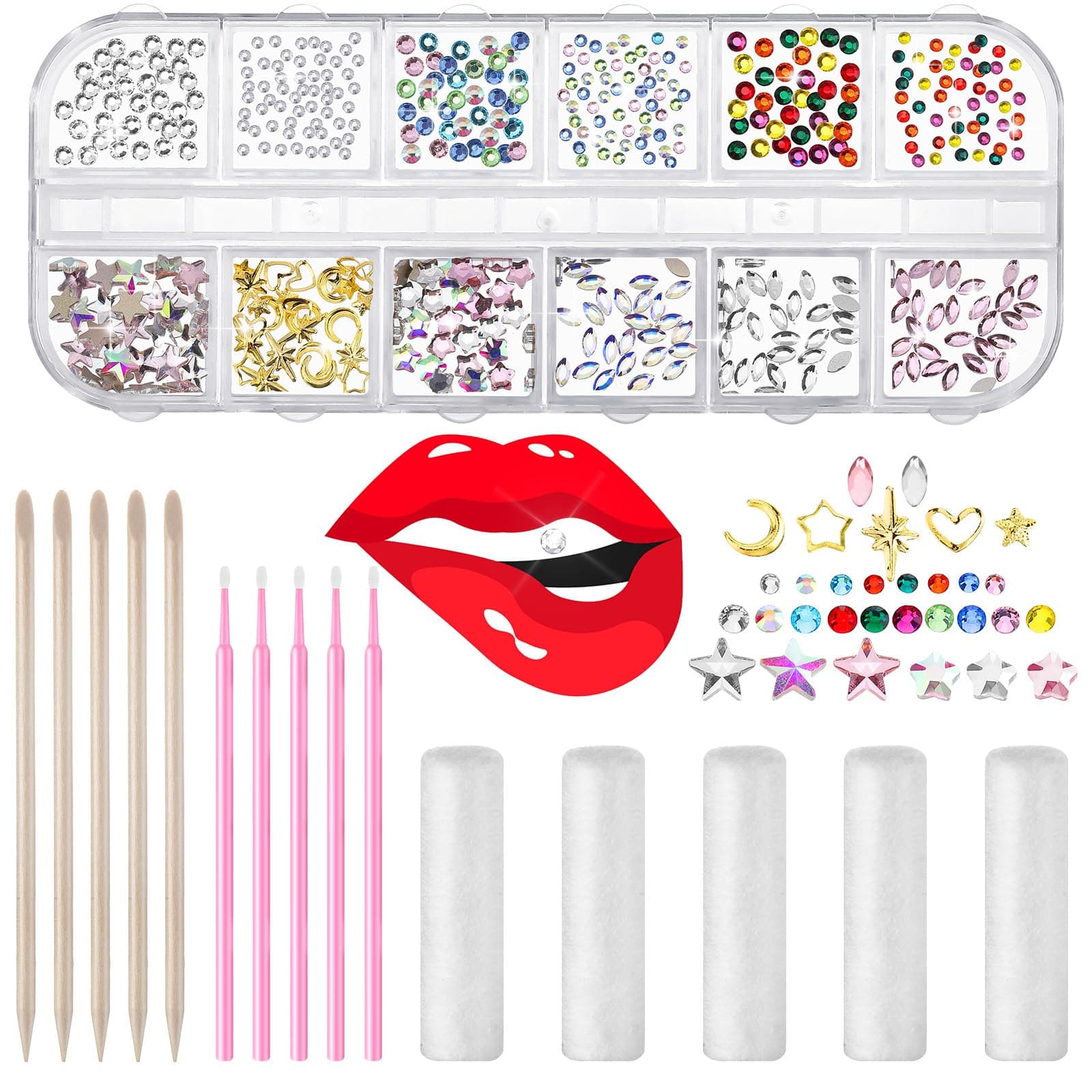 Sosation 377 Pieces Tooth Gem for Teeth Jewelry Kit DIY Fashionable Artificial Crystal Reflective Tooth for birthday Party, Cool Style