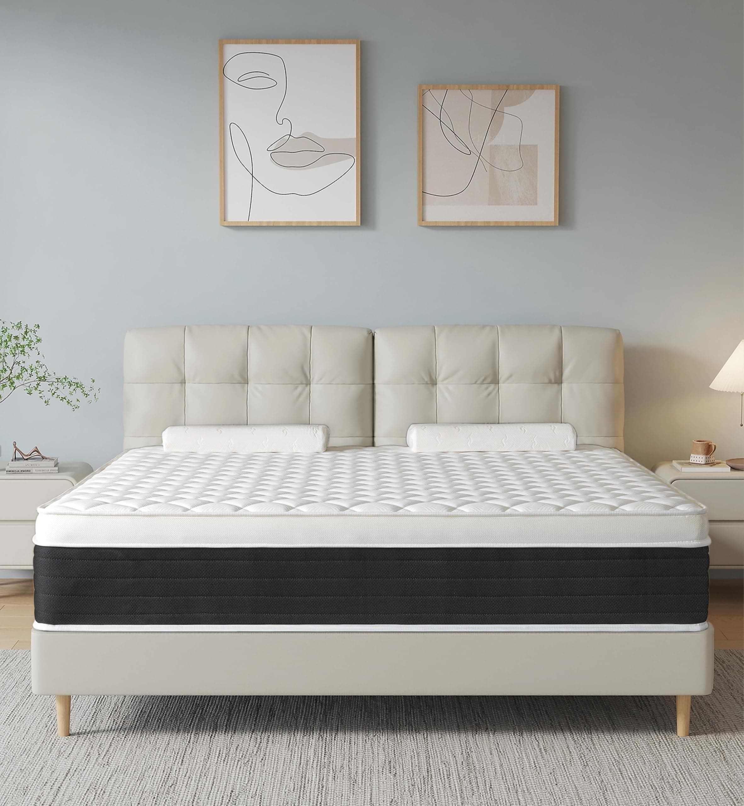 Full Mattresses,Memory Foam Hybrid 10 Inch Full Size Mattress in a Box,Individual Pocket Springs,Full Size Hybrid Mattress,Breathable,Black&White,Pressure Relief.