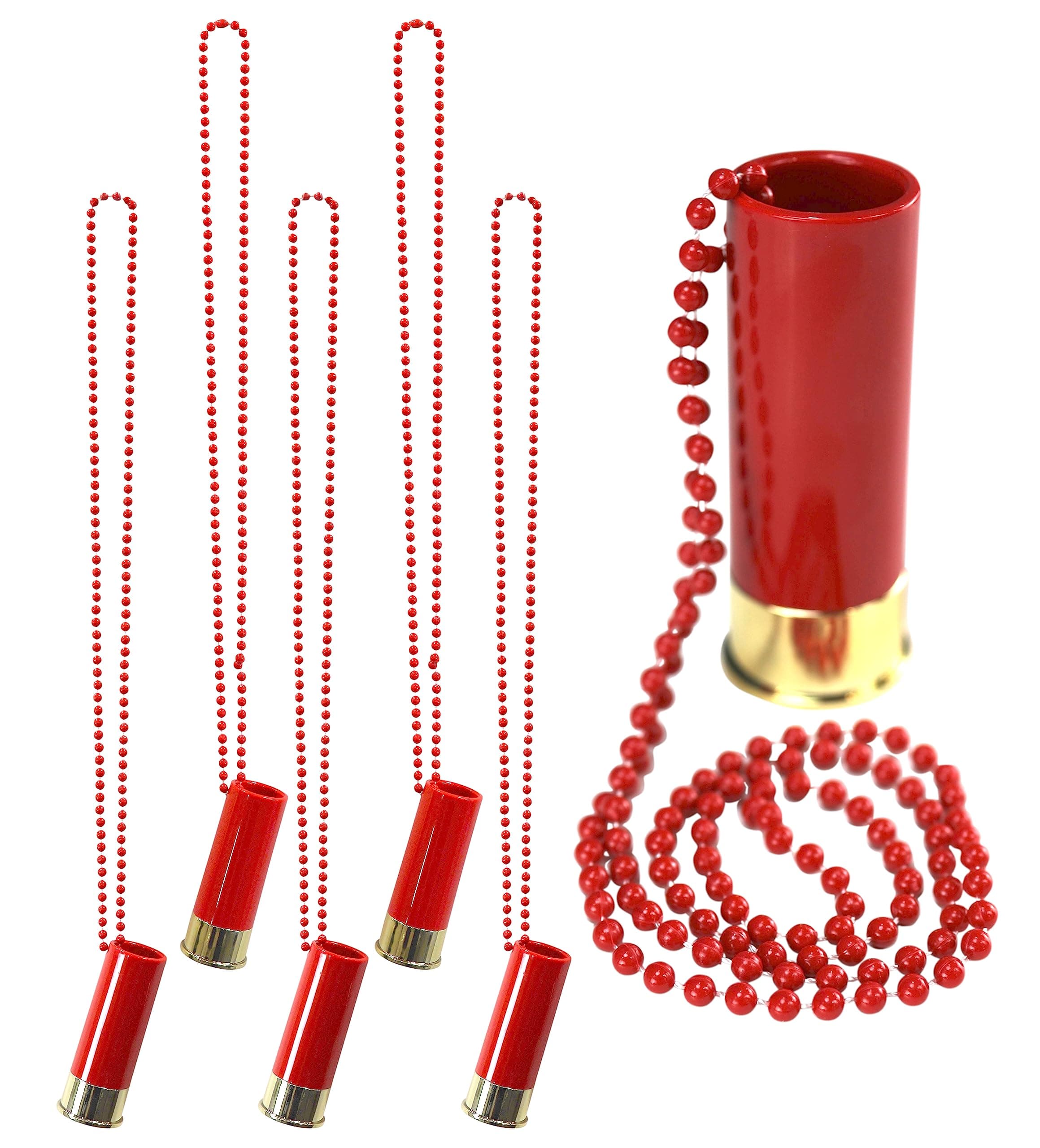 Iconikal 6-Pack Shotgun Shell Shot Glass Cups Set, 1.4oz., Red, (Lanyard Neclace Glass) Gun Lover's Father's Day Dad's Men Women