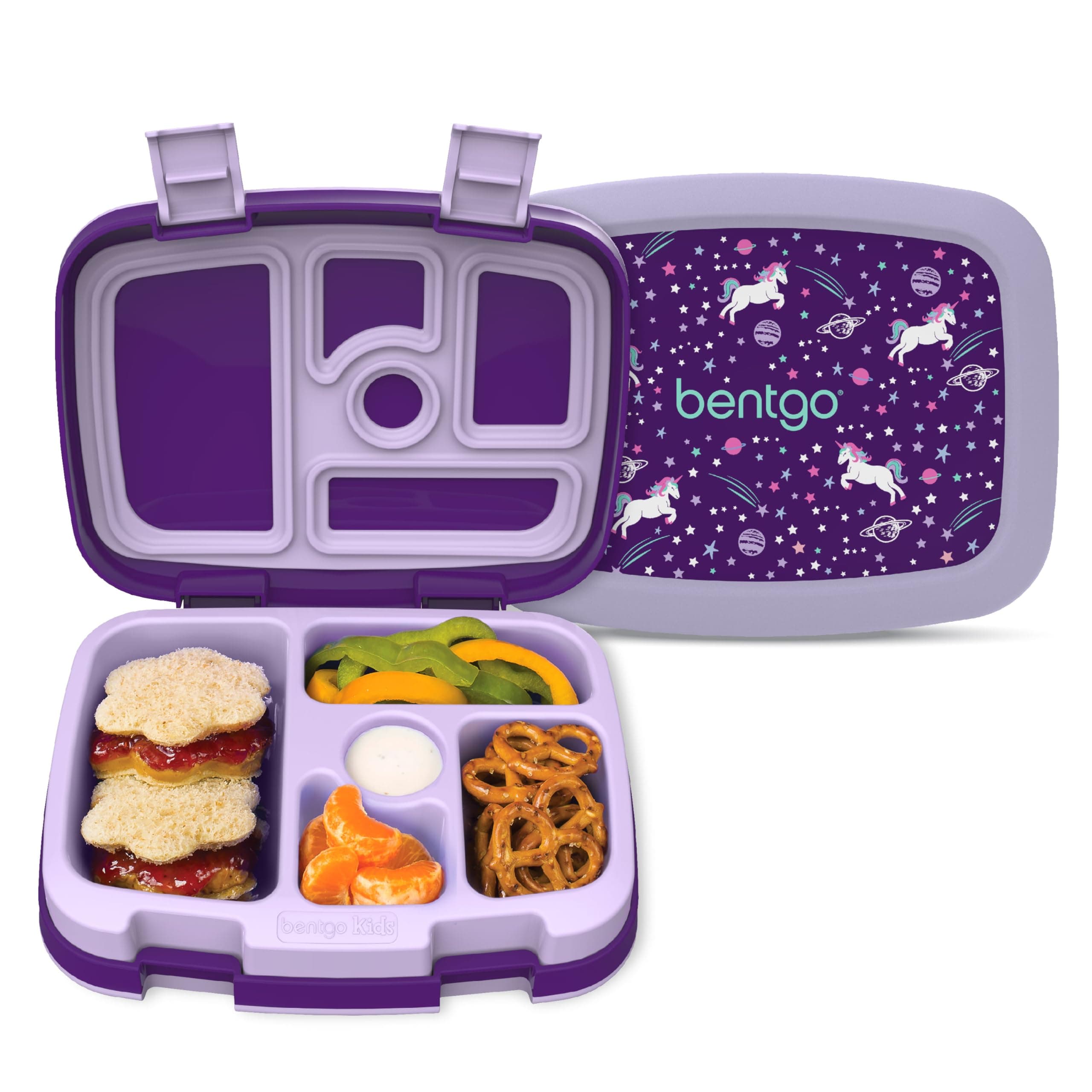 Kids Prints (Unicorn) - Leak-Proof, 5-Compartment Bento-Style Kids Lunch Box - Ideal Portion Sizes for Ages 3 to 7 - BPA-Free and Food-Safe Materials
