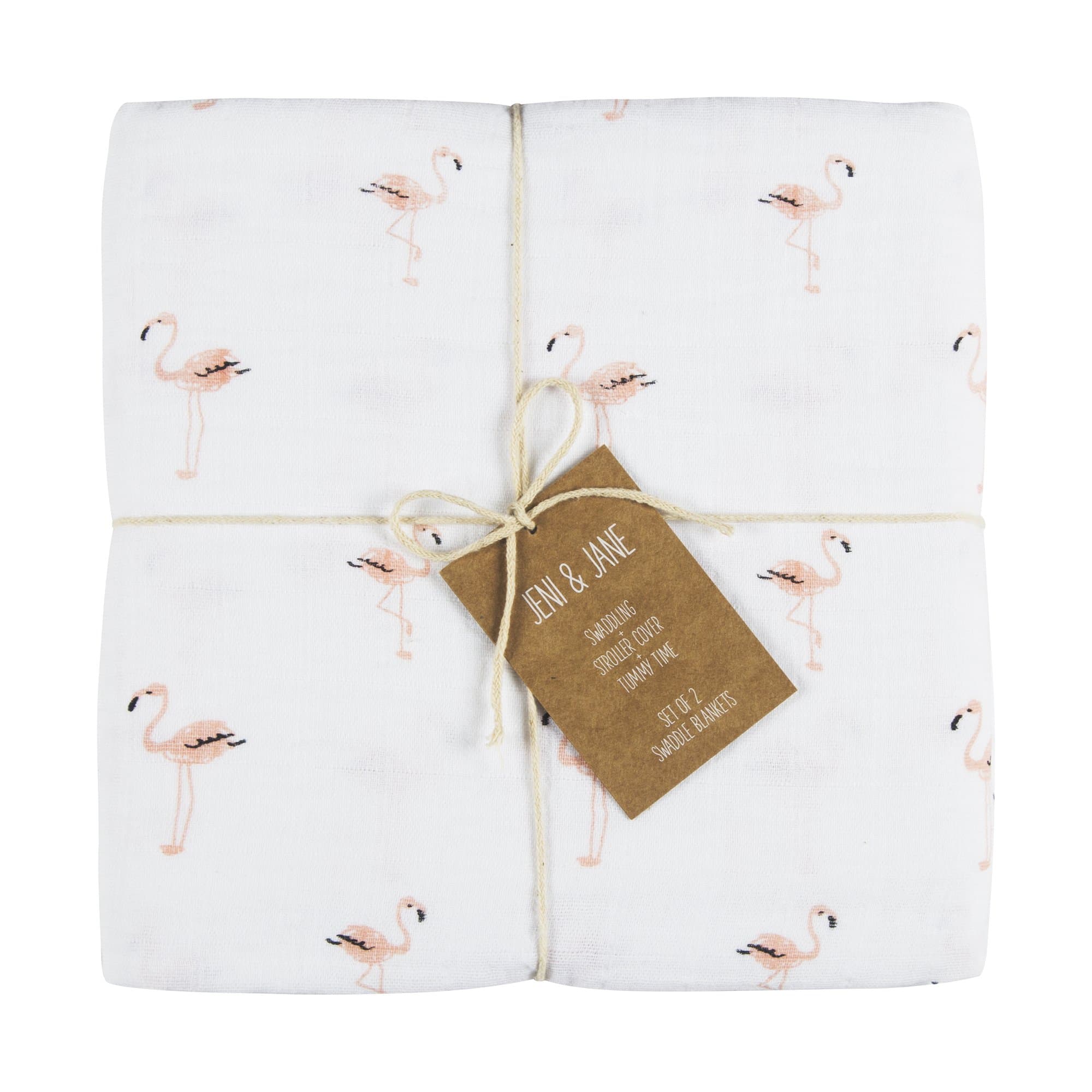 Jeni and Jane Flamingo Baby Swaddle Blankets Pack Of 2,Flamingo,One Size