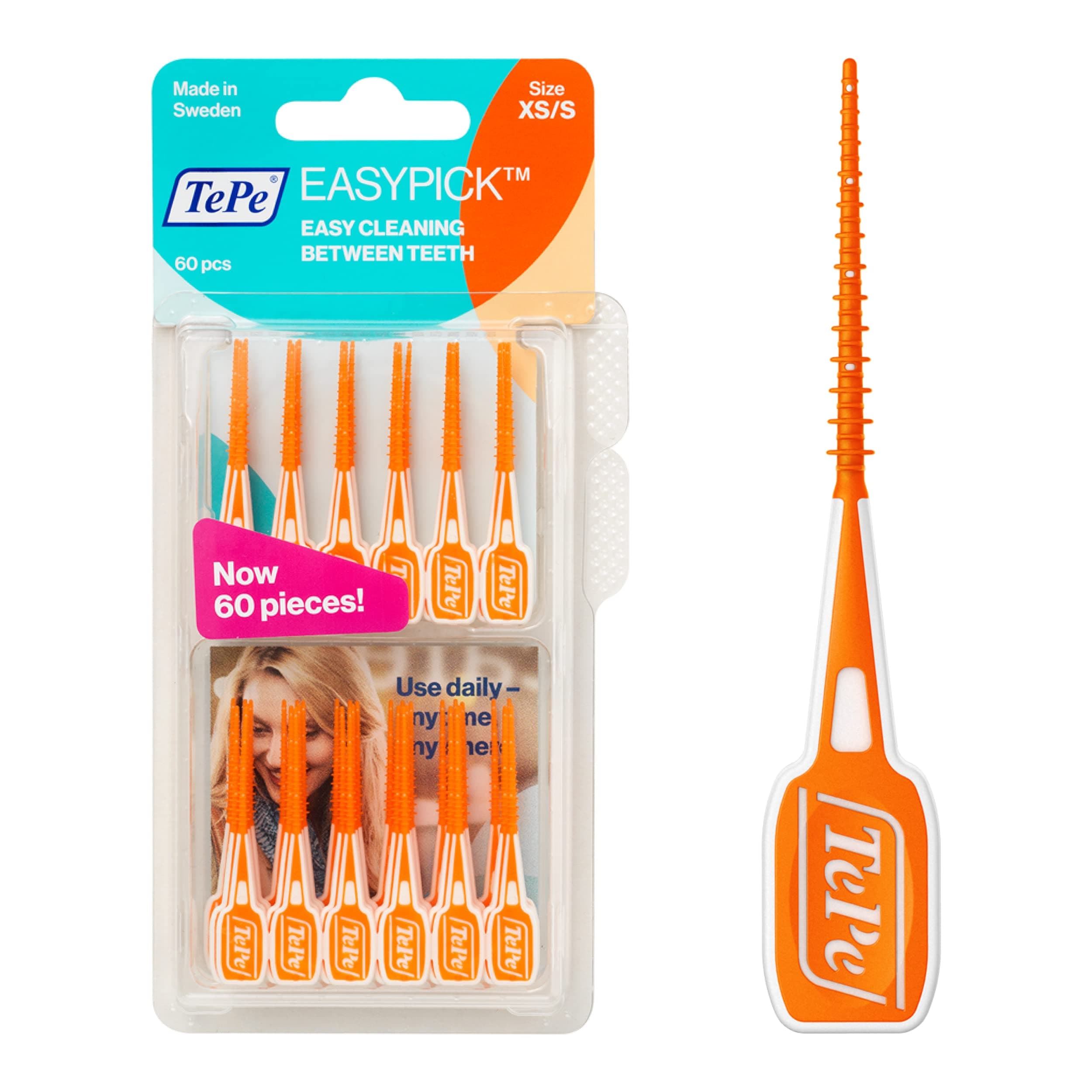 Easypick Dental Picks for Daily Oral Hygiene, Healthy Teeth and Gums, Size Xs/S / 1 X 60 Picks