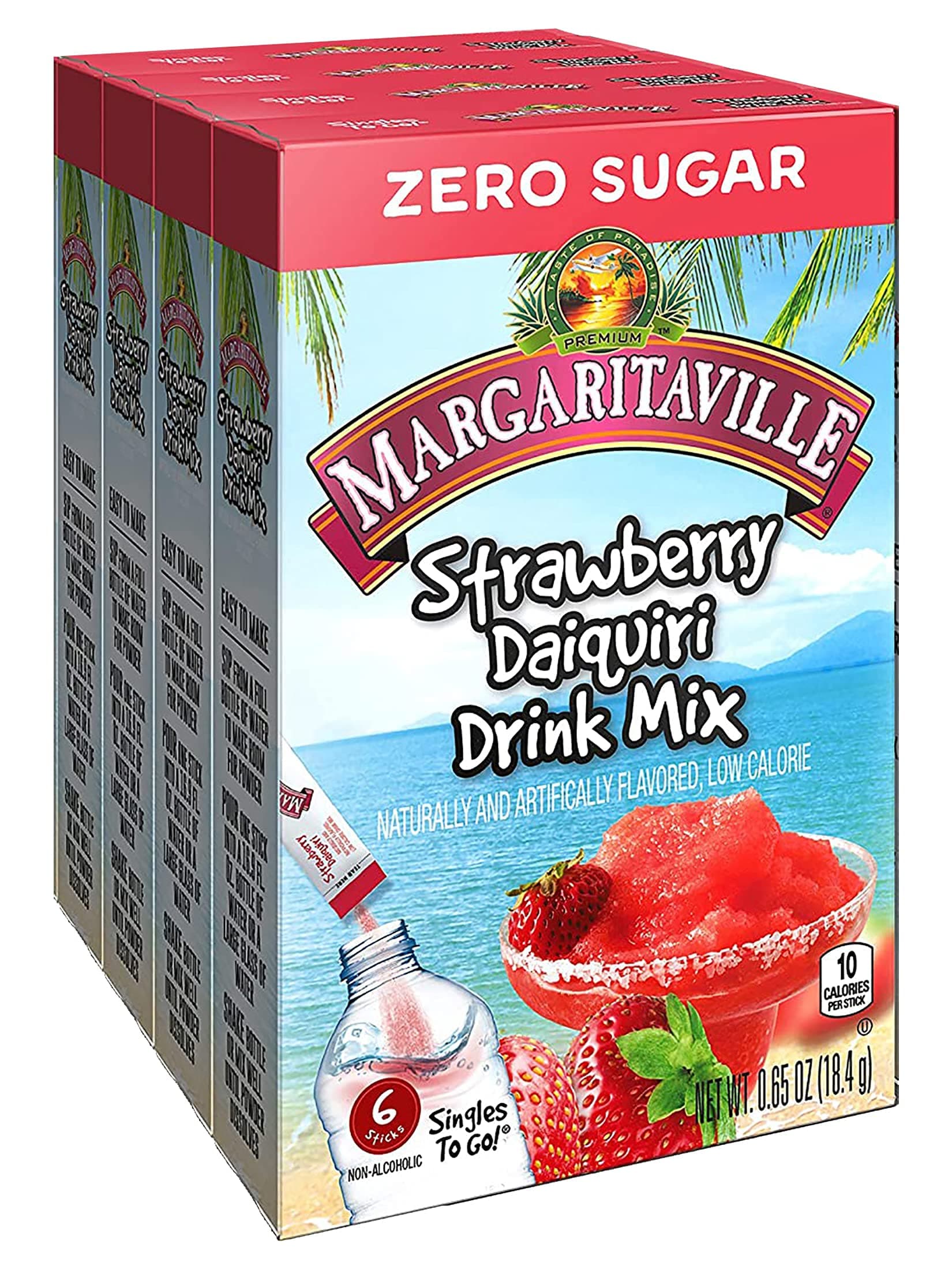 Margaritaville Strawberry Daiquiri Singles to Go 6 Packets X 4 Boxes =24 Packets