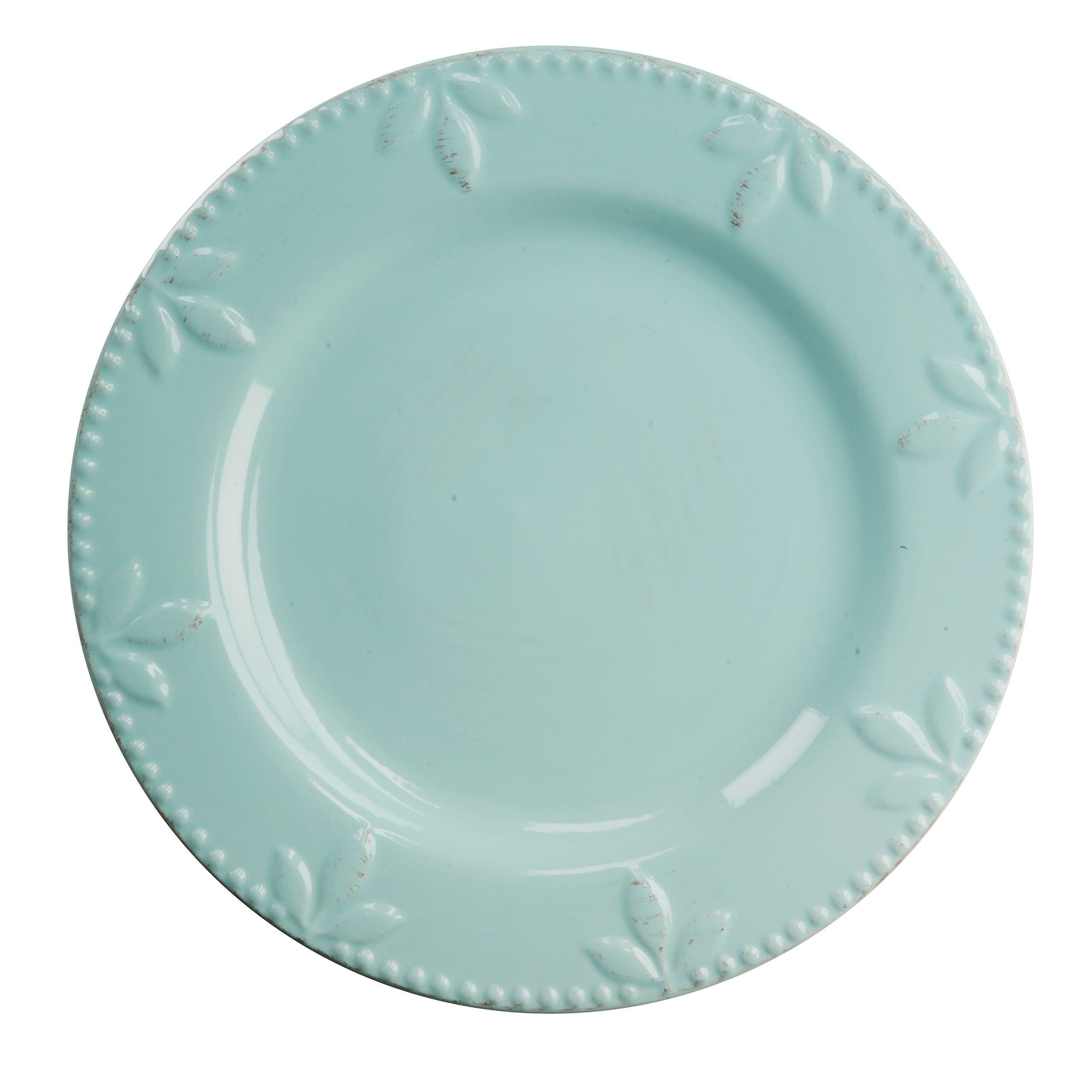 4 Piece Sorrento Collection Stoneware Dinnerware Set, Aqua Blue