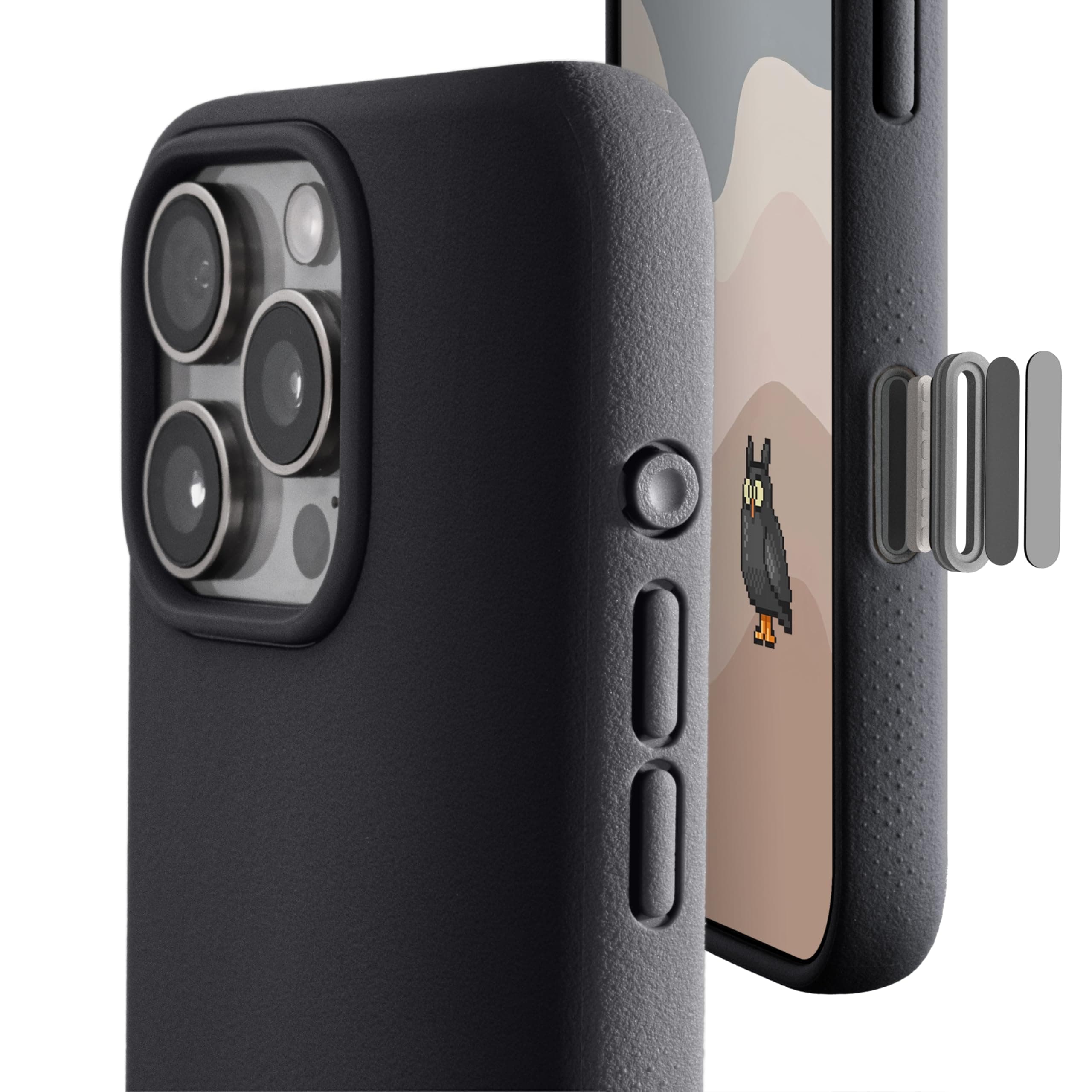 TineeOwl for iPhone 16 Pro Magnetic Case, Camera Control Button, Compatible with MagSafe, TPU, Minimalist, Slim/Thin, Grippy - Dune Series (Almost Black, iPhone 16 Pro)