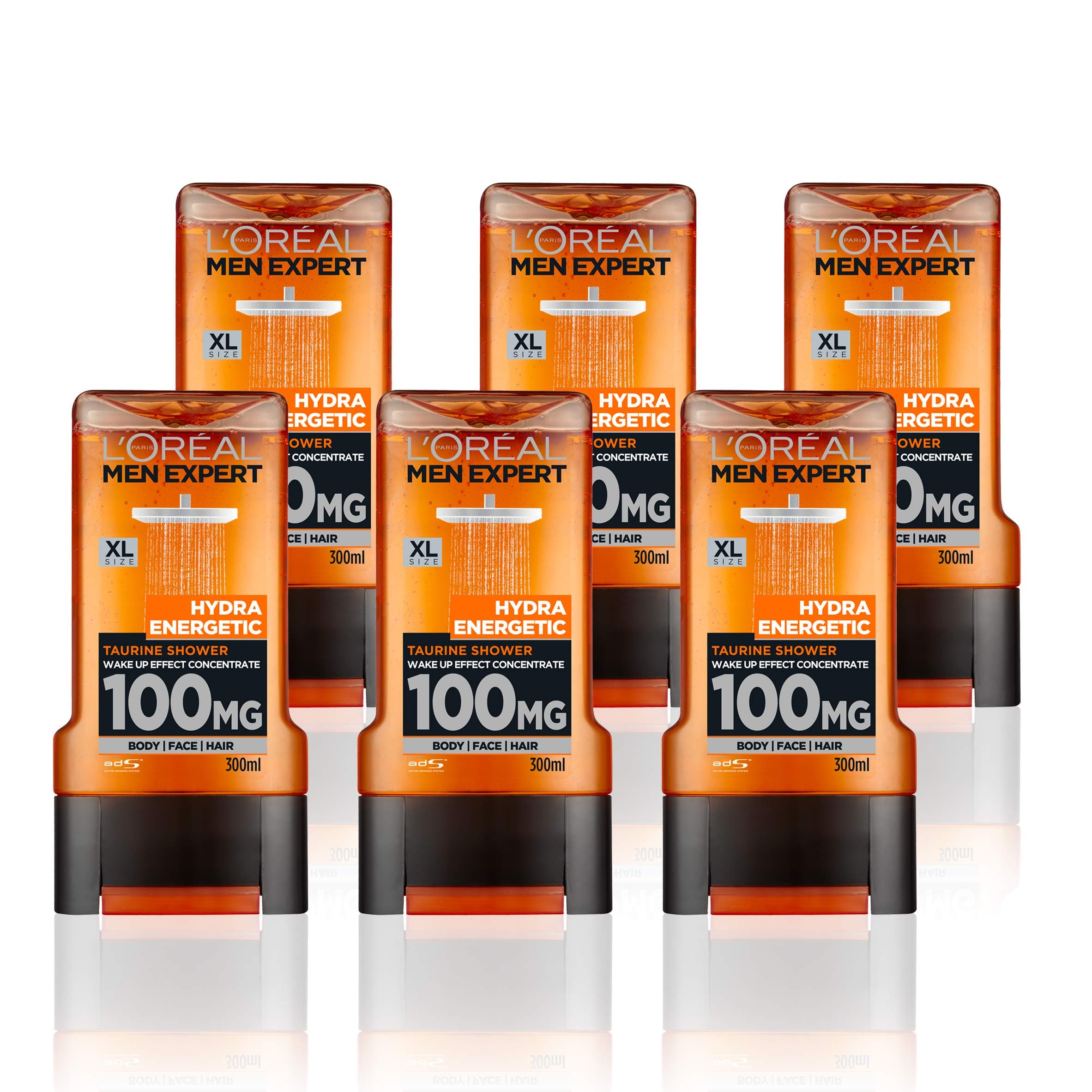 L'Oréal Paris Men Expert Hydra Energetic Shower Gel for Men, 300ml Pack of 6, Bulk Buy