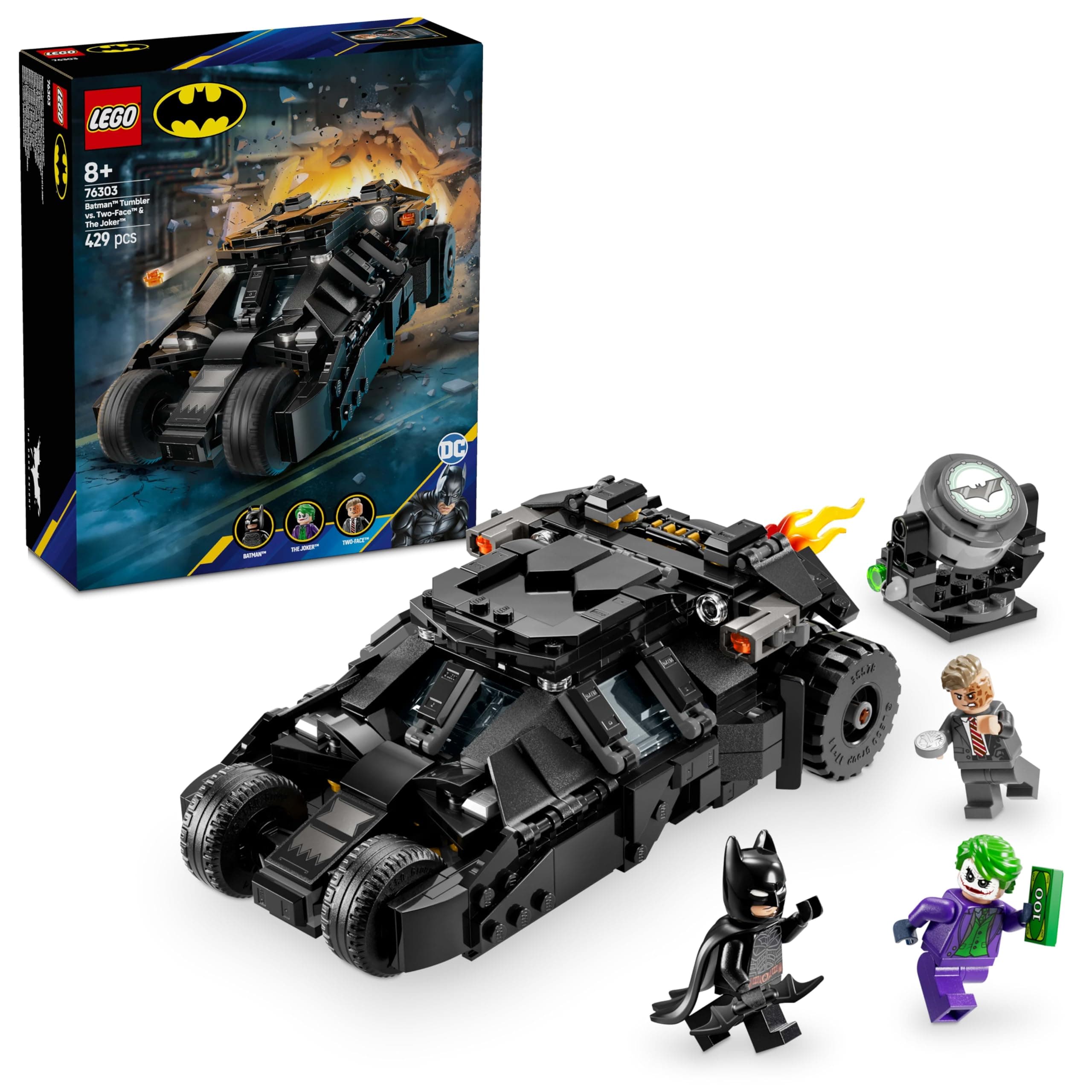 DC Batman: Batman Tumbler vs. Two-Face & The Joker Toy Car 76303 Building Blocks Toys for 8+ Gift for Boys and Girls