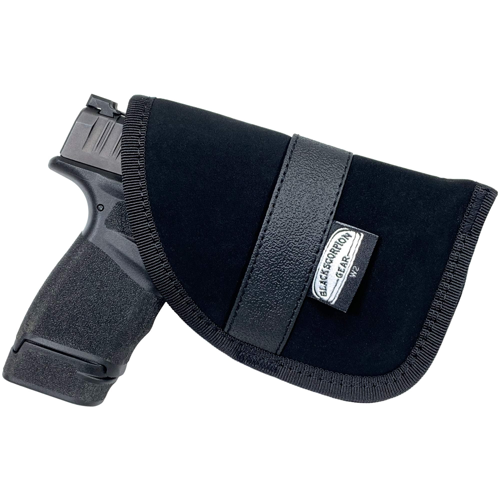 Black Scorpion Gear Concealed Carry, Ambidextrous Handgun Pocket Holster 4'' x 5 3/4'' | fits Most 3.5'' BBL Small 9 mm | Amt Backup; Beretta Nano; Cobra Patriot; Karh CM9, PM9; Kel-Tec P-11