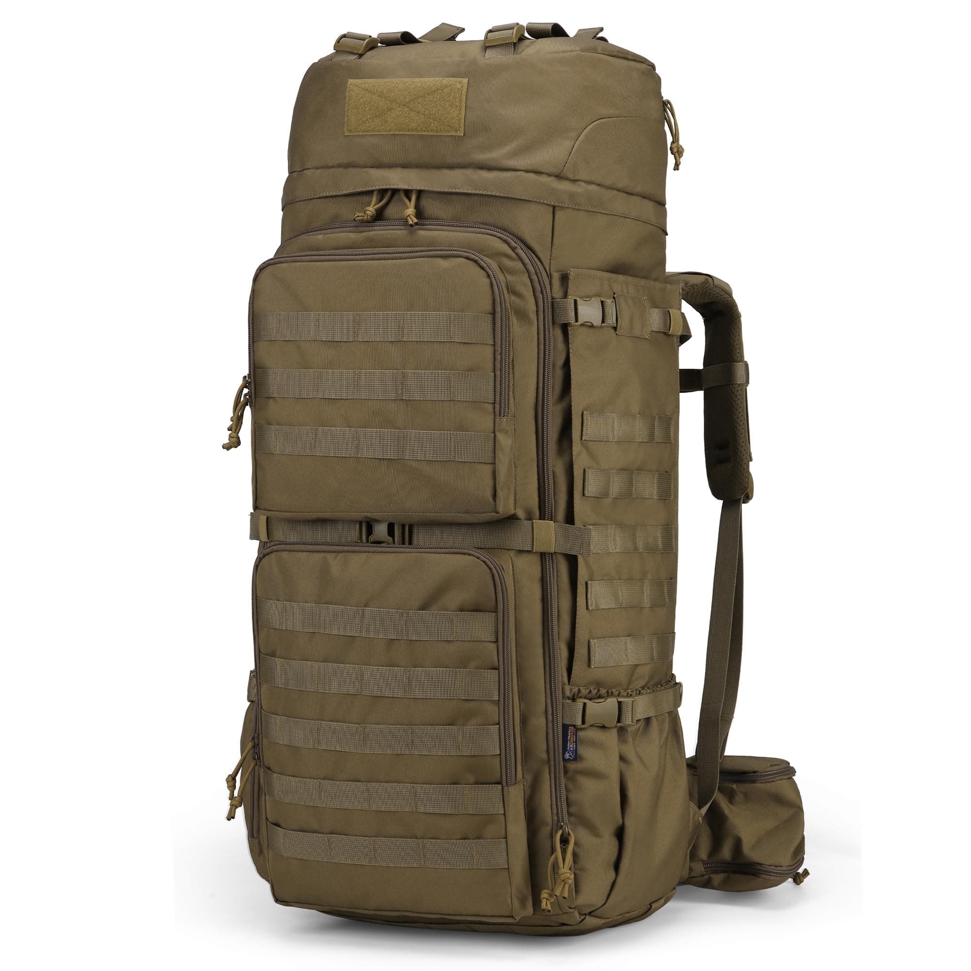 - 75L Molle Hiking Internal Frame Backpacks with Rain Cover for Camping,Backpacking,Travelling(Khaki)
