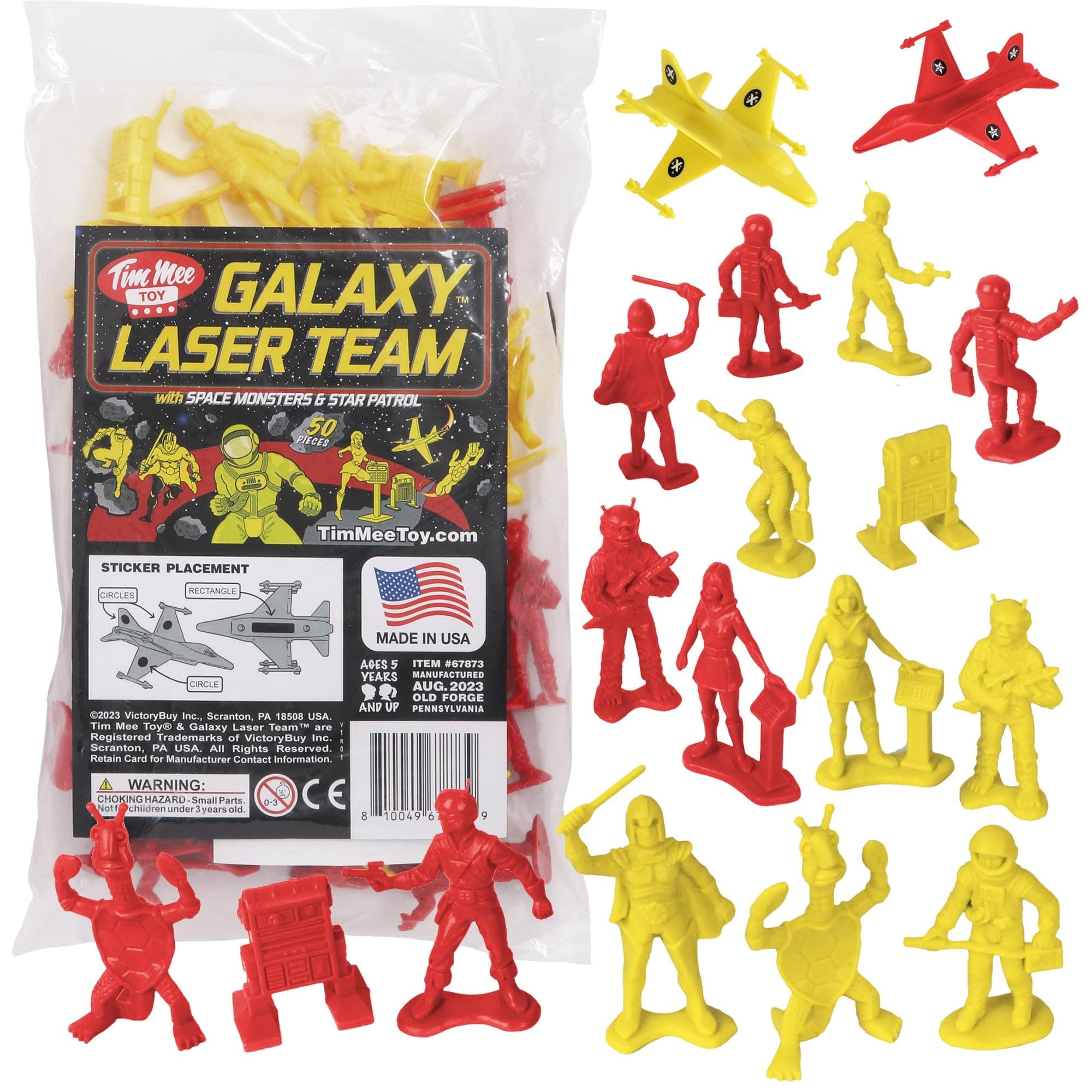 Tim Mee Toy TimMee Galaxy Laser Team Space Figures - Red vs Yellow 50pc Set - Made in USA