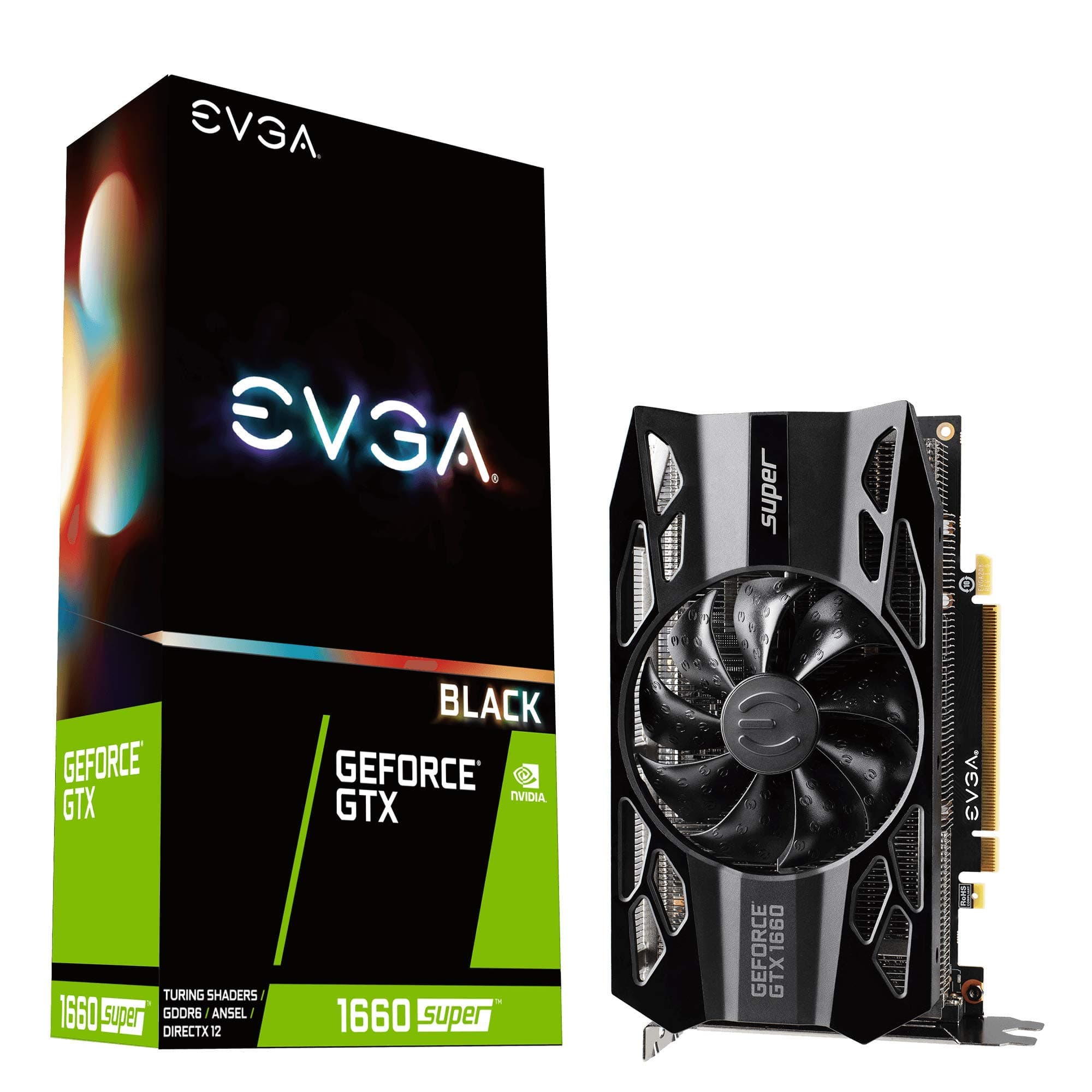 EVGA GeForce GTX 1660 Super Black Gaming, 06G-P4-1061-KR, 6GB GDDR6, Single Fan