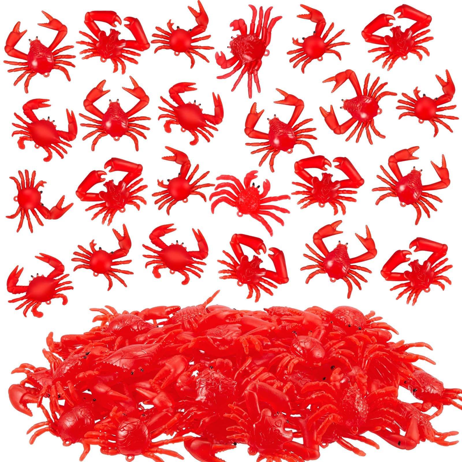 Lewtemi 50 Pcs Mini Red Crab/Crawfish Toy Soft TPR Rubber Fake Crab Models Lifelike Crawfish Decorations for Early Education Teaching Aids, Food Models, Pendants, Party Shooting Props