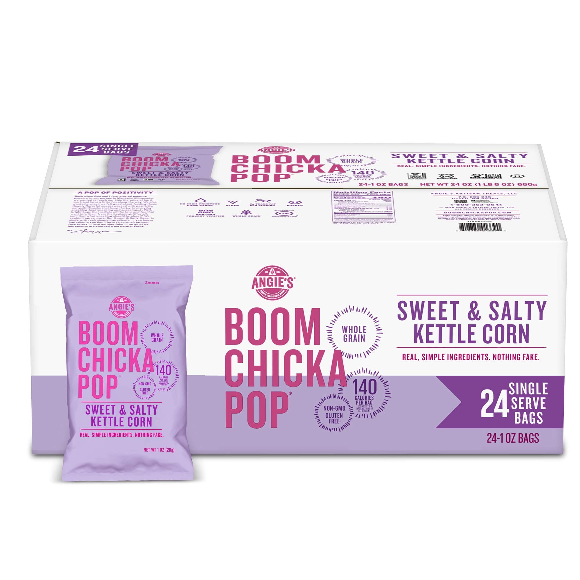 Angie's BoomChickaPop, Popcorn (24 Bags (28g), Sweet-And-Salty)