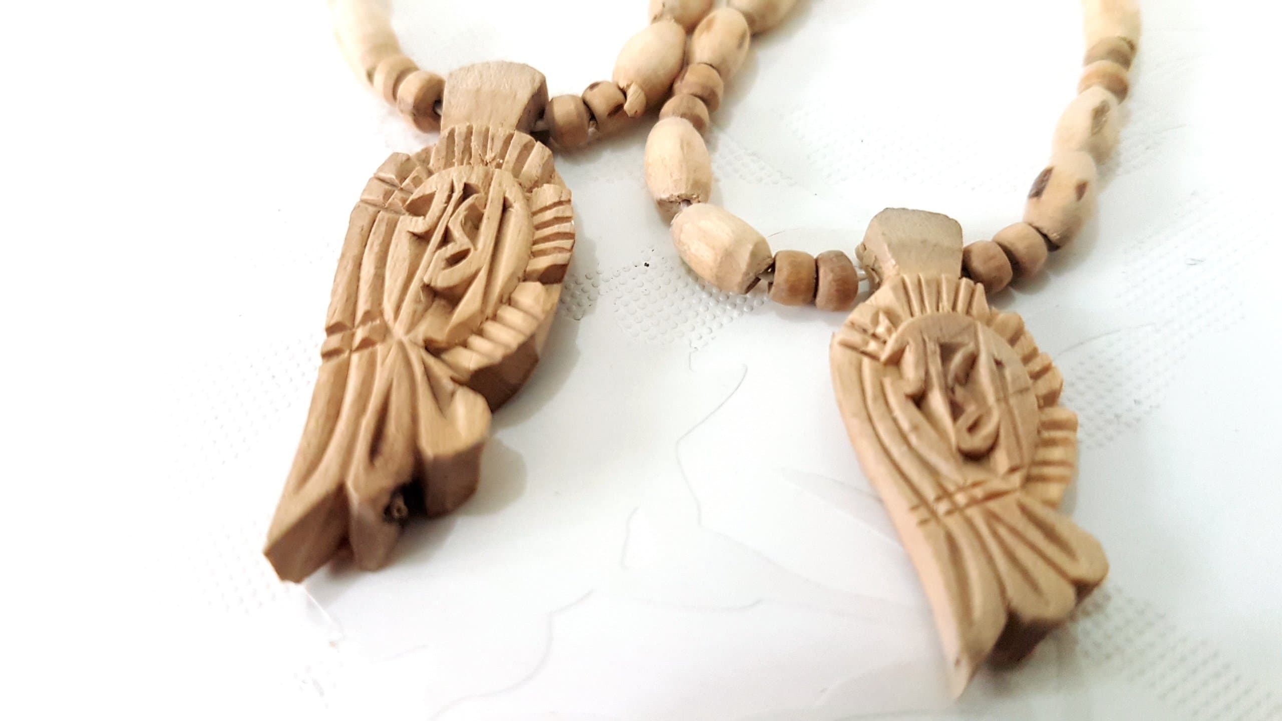 Set of 2 Pure Tulsi Radha Pendant Holy Basil Tulasi Beads Necklace Bracelet Mala Handmade Vraja 100% Energized