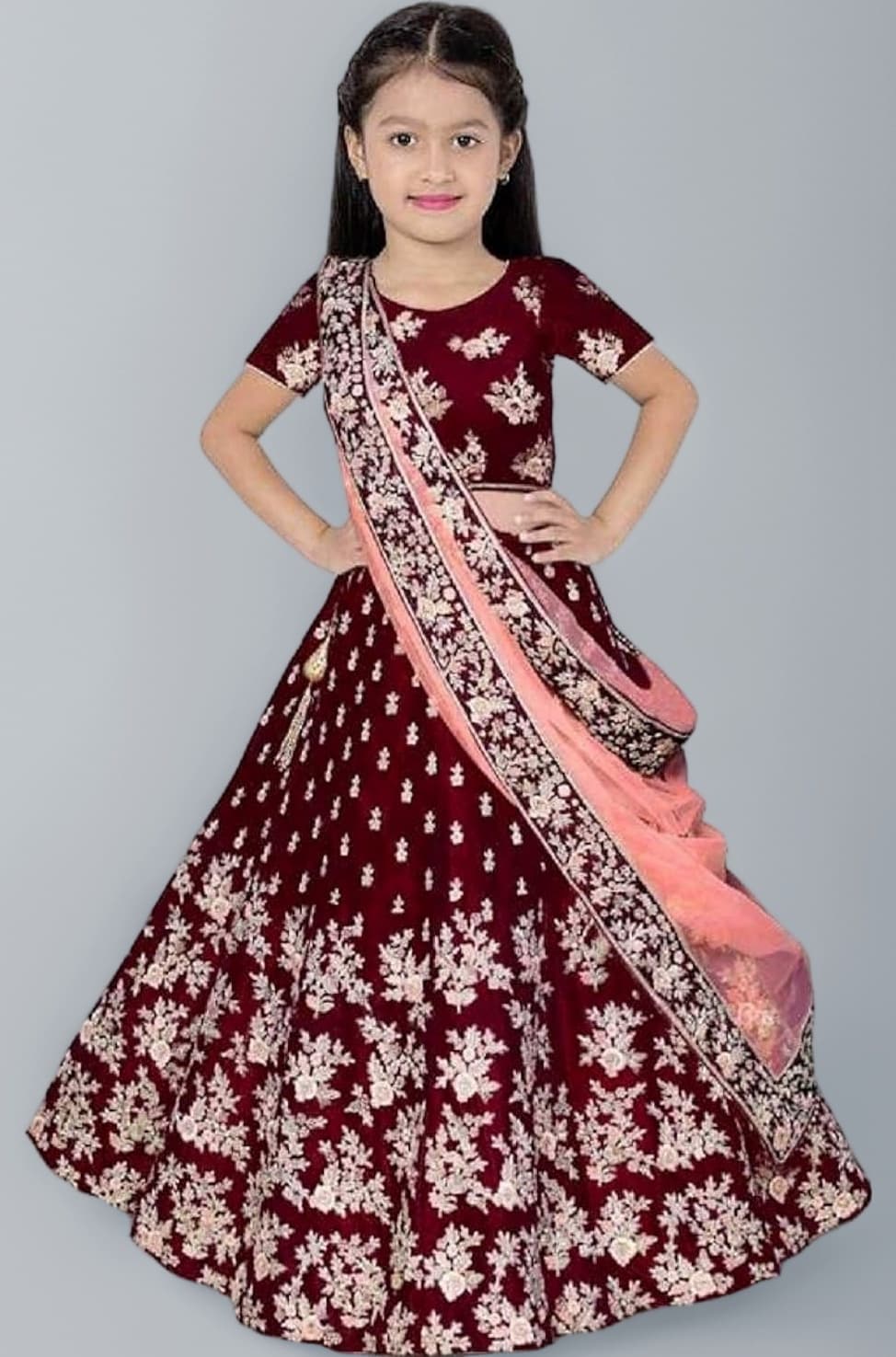 eneric Girl's Jute Cotton Semi-stitched Lehenga Choli