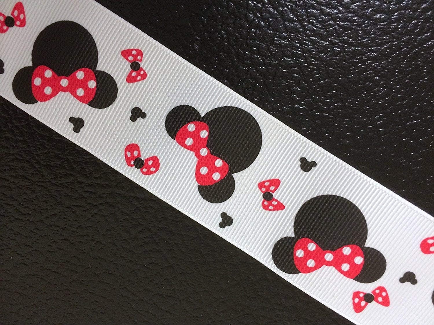 Polyester Grosgrain Ribbon for Decorations, Hairbows & Gift Wrap by Yame Home (1 1/2-in by 1-yd, Disney Minnie Mouse Bows)