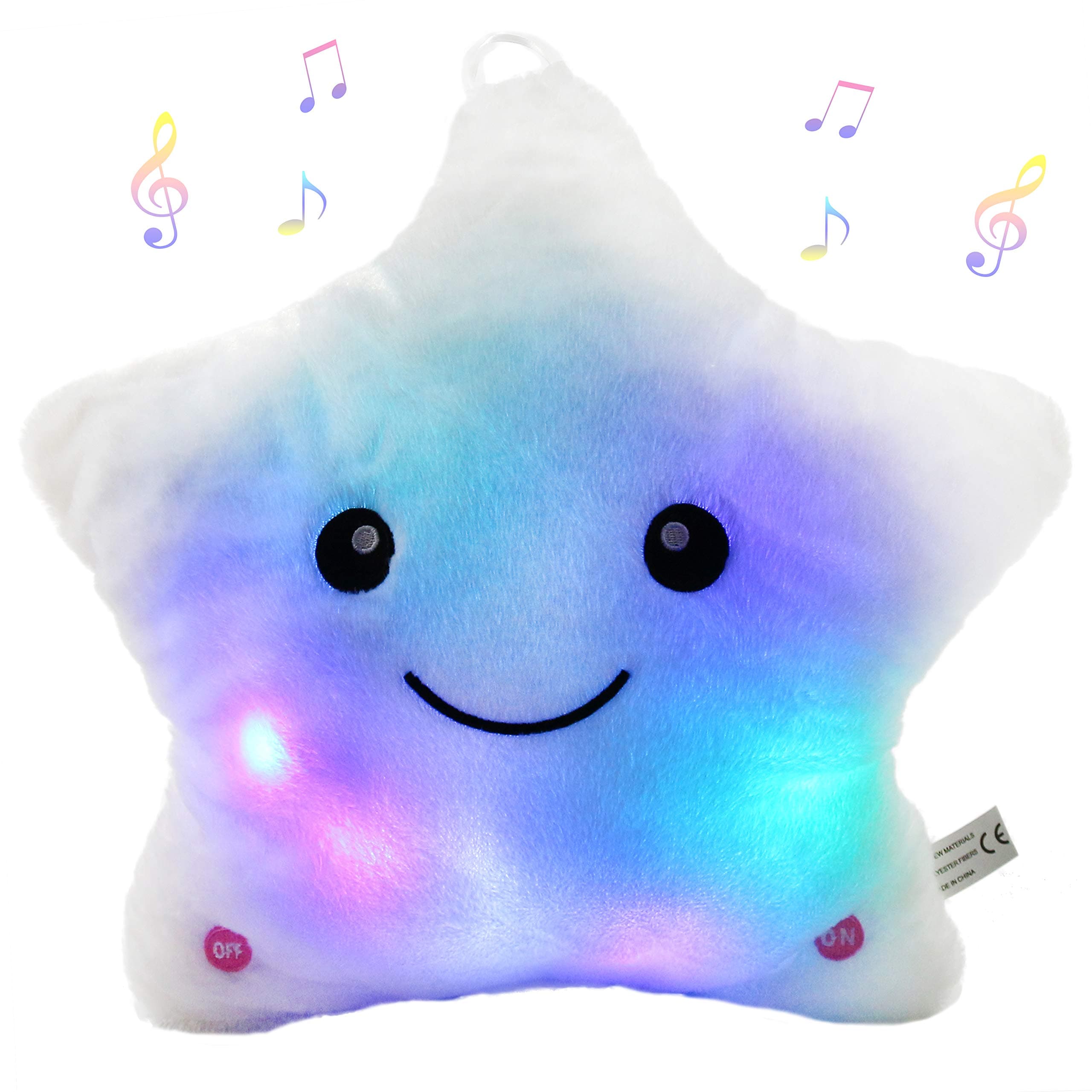 13'' Light up Musical Twinkle Star Plush Pillow, Soft Creative Lullaby Glowing Singing Star Plush Toy, Birthday for Kids Toddlers Boys Girls, White