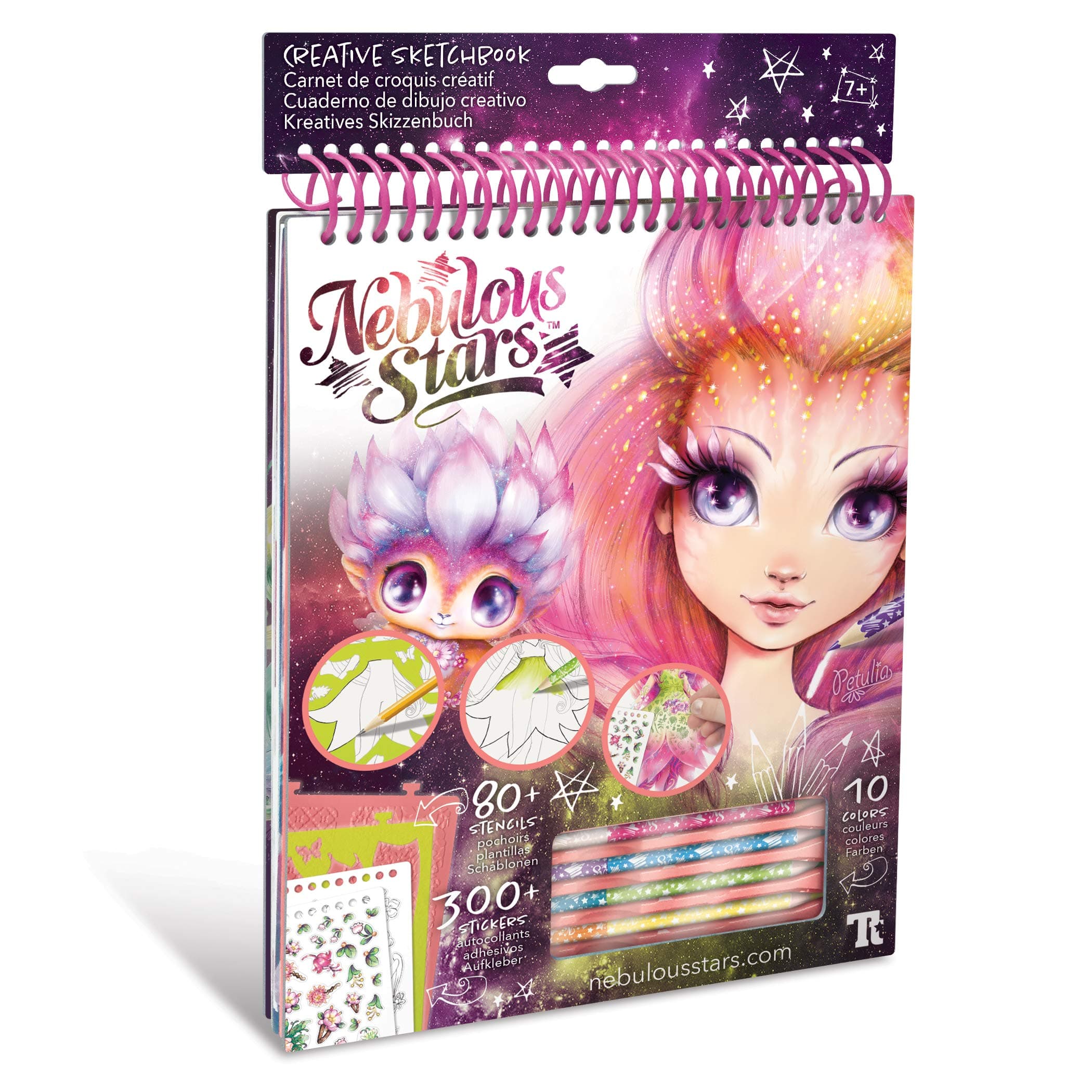 Nebulous StarsCreative Kids Sketchbook Set - 35 Stenciled White and Colored Pages - Comes with 80 Stencils