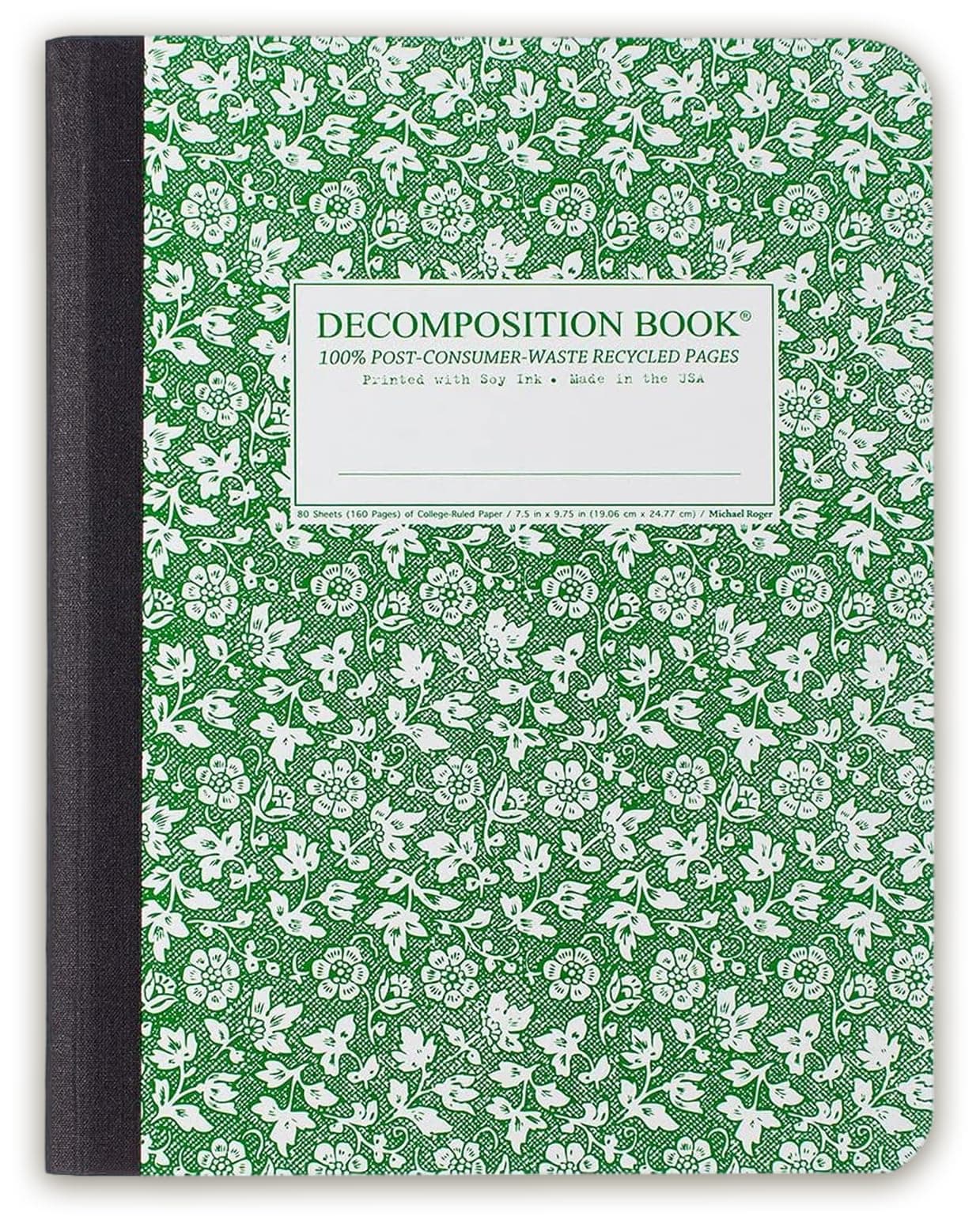 Decomposition Parsley College Ruled Composition Notebook - 9.75 x 7.5 Journal with 160 Lined Pages - Cute Notebooks for School Supplies, Home & Office - 100% Recycled Paper - Made in USA