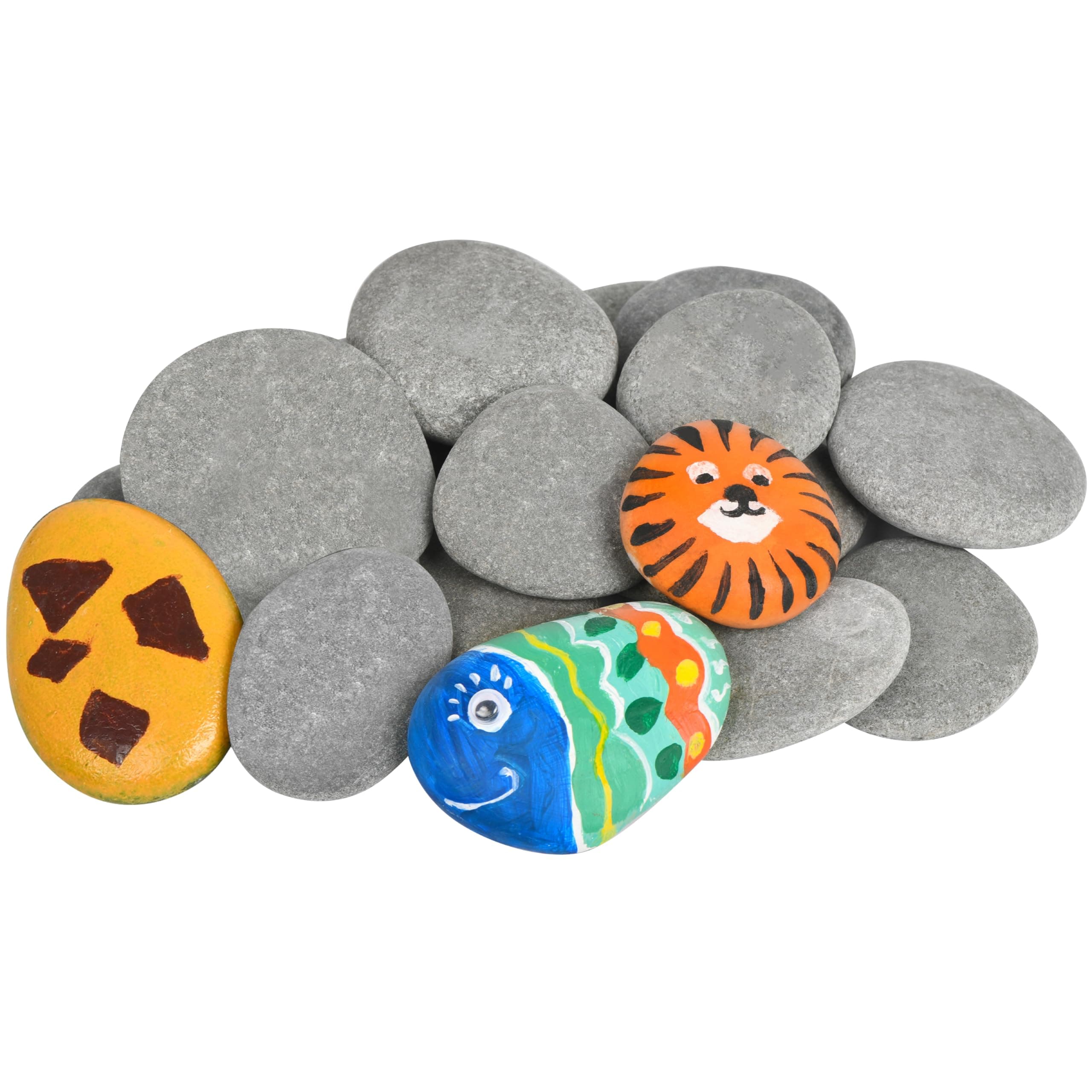Simetufy 15 Pcs 2-3" Flat Painting Rocks, Smooth Stones for Crafts, Kindness Rocks Garden Decoration