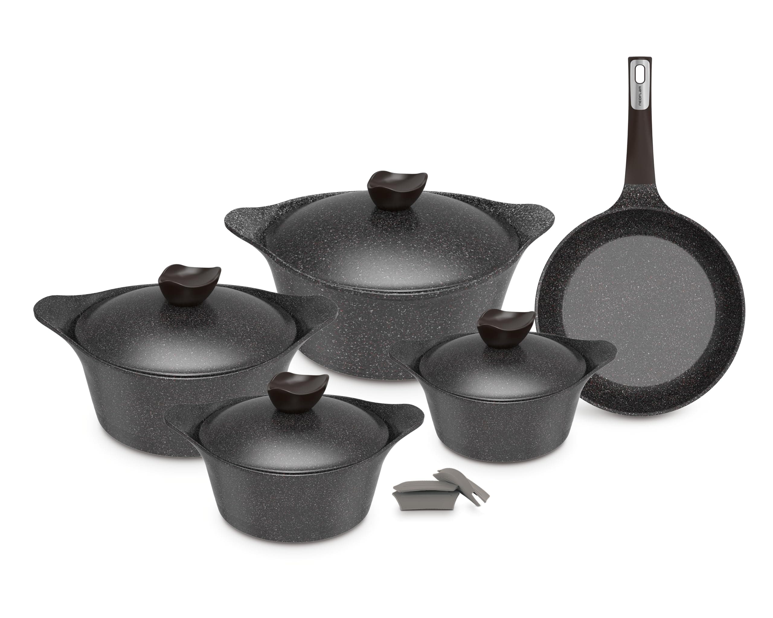 Aeni Non-Stick Aluminum Cooking Pot 11-Piece Set, Galaxy Marble