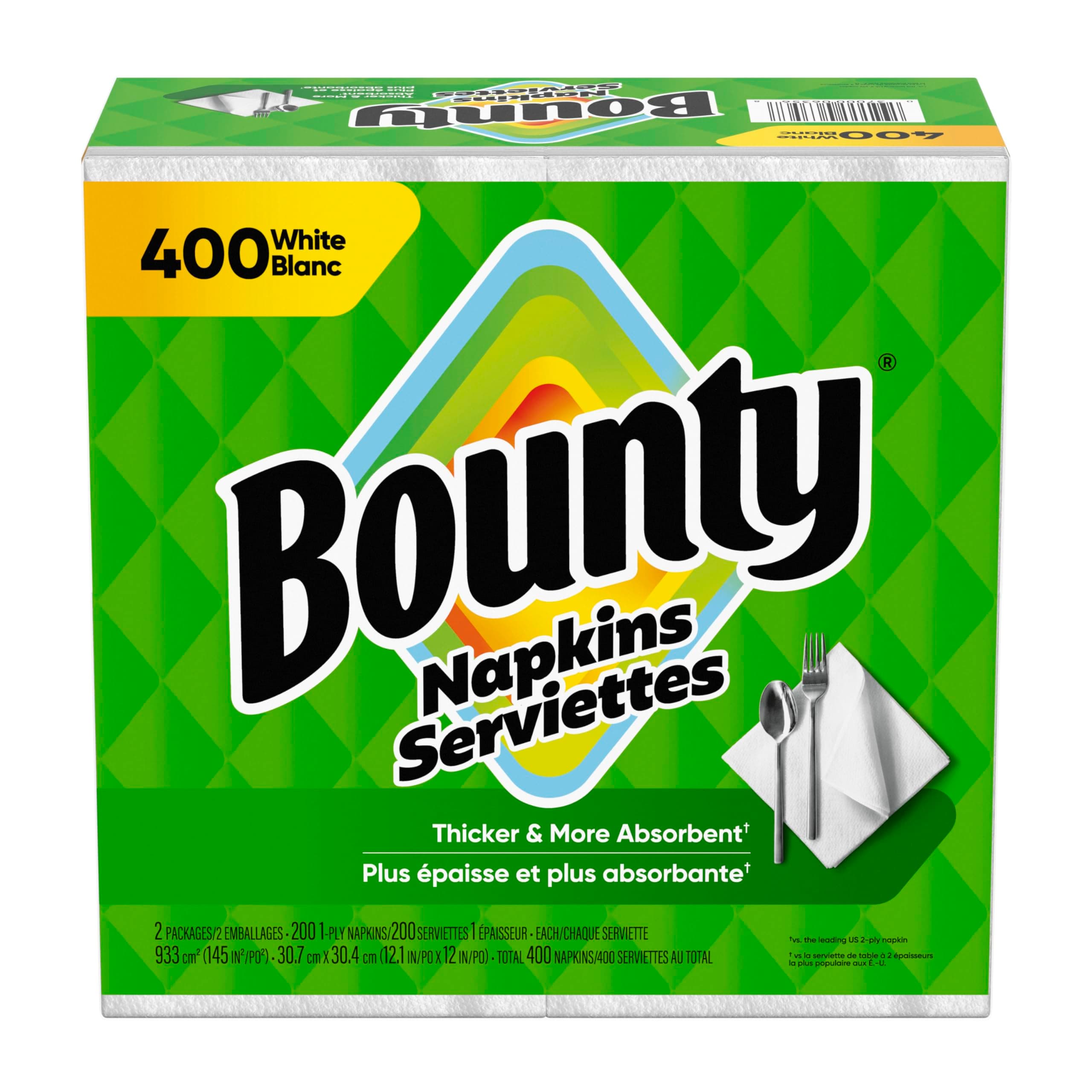 Bounty Paper Napkins, White, 1 Pack, 400 Count