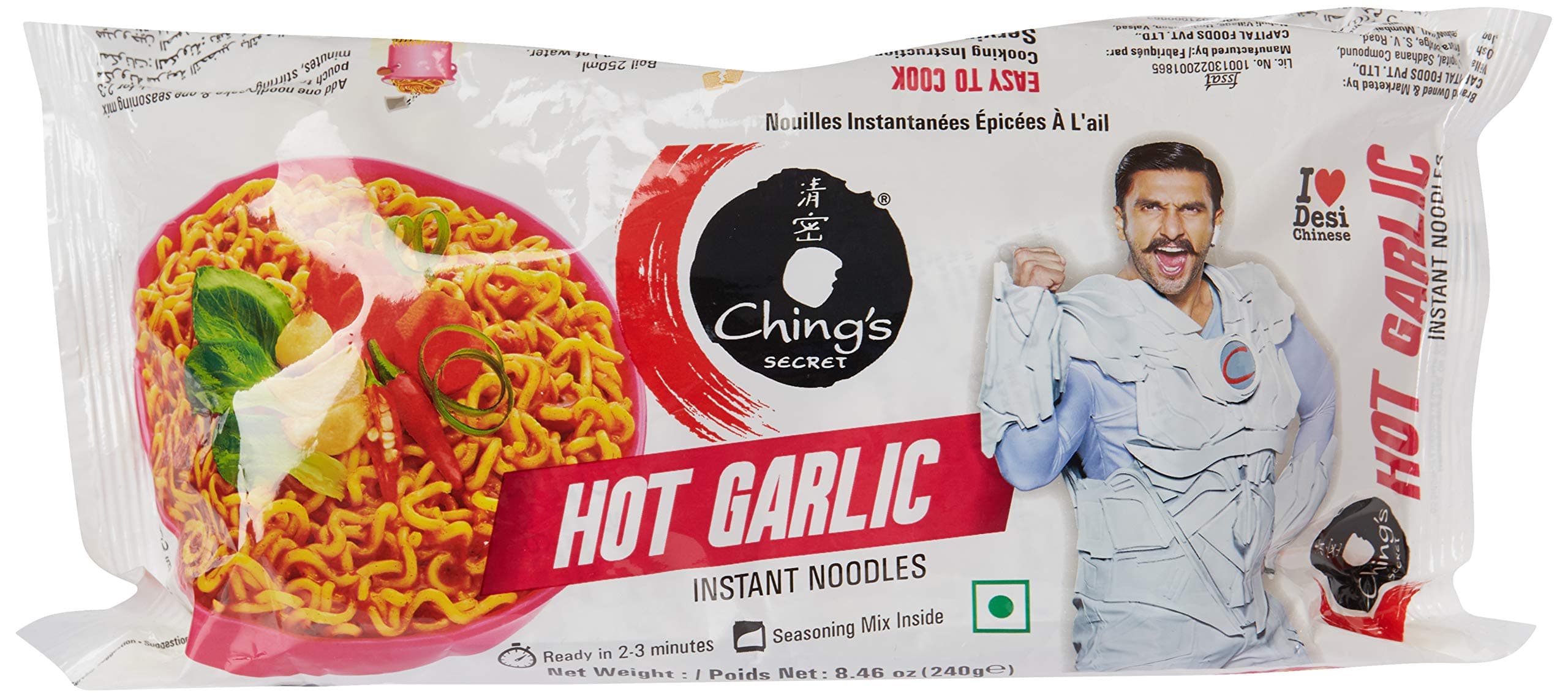 Ching's Secret, Hot Garlic Instant Noodles, 240 Grams(gm)