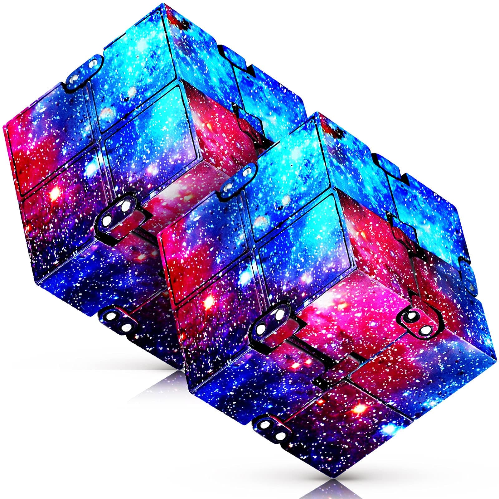 GUCABE Infinite Cubes for Kids, Teens and Adults. Cool Adult Toys Mini Gadgets Best for Relieving Stress or Anxiety and Killing Time Sensory Toys Unique Birthday Easter Gifts (Colour Galaxy, 2)