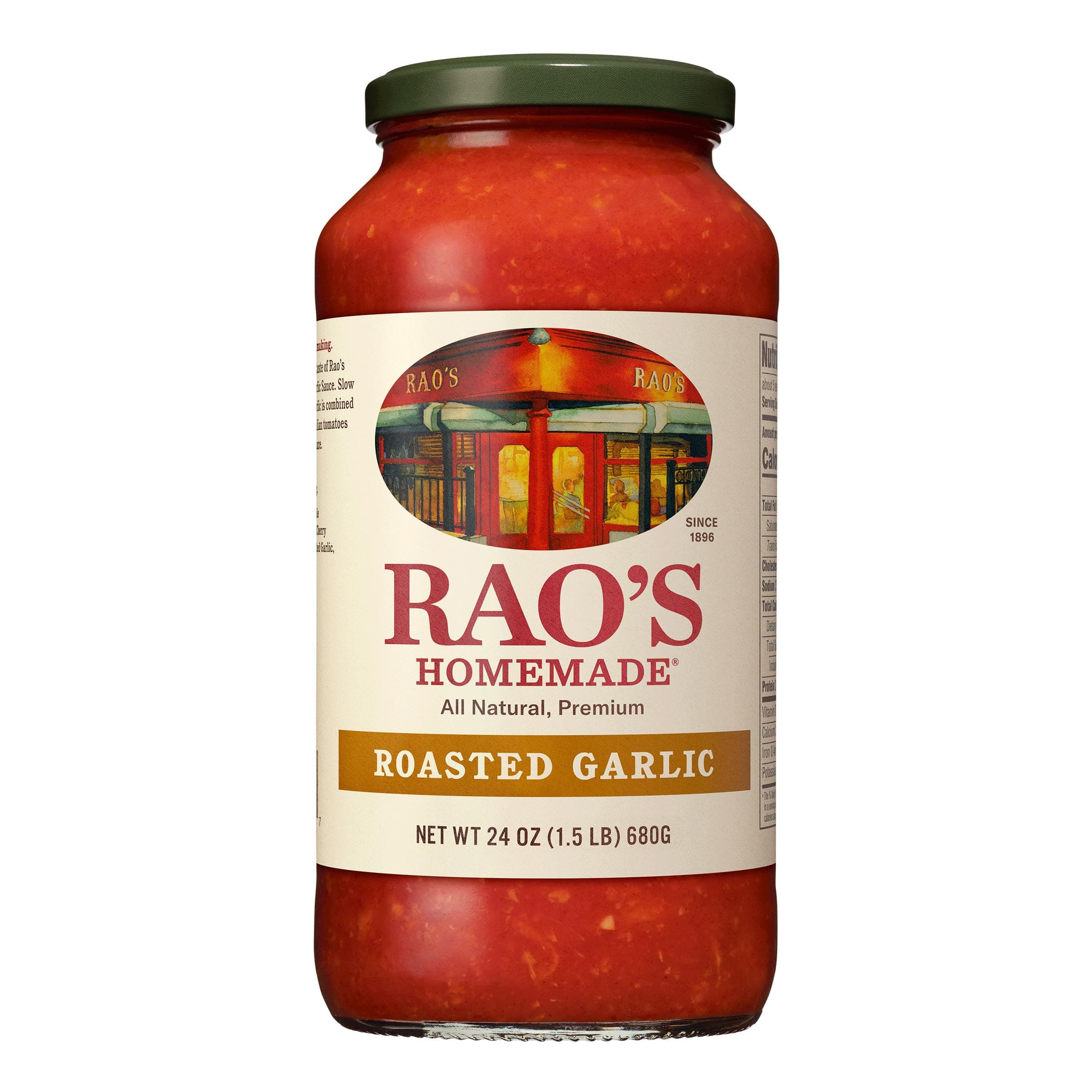 Rao's Homemade Tomato Sauce | Roasted Garlic | 24 oz | Versatile Pasta Sauce | Carb Conscious, Keto Friendly | All Natural, Premium Quality | Made with Sweet Italian Tomatoes and Caramelized Garlic