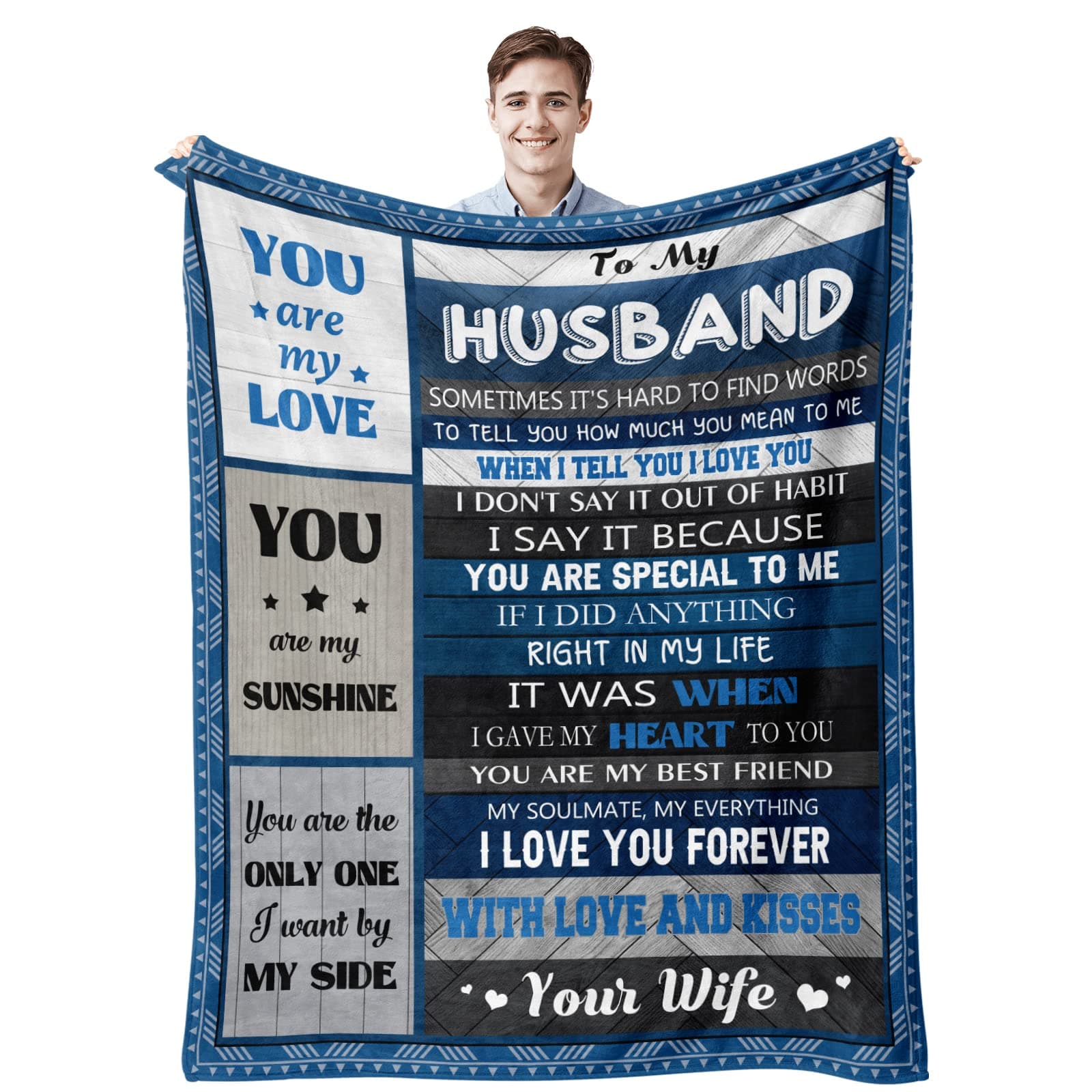 I Love You 60"X 50" Blanket by MostComfortableBrand; Top Uniquely Gifted Mens Wedding Anniversary Birthday Item