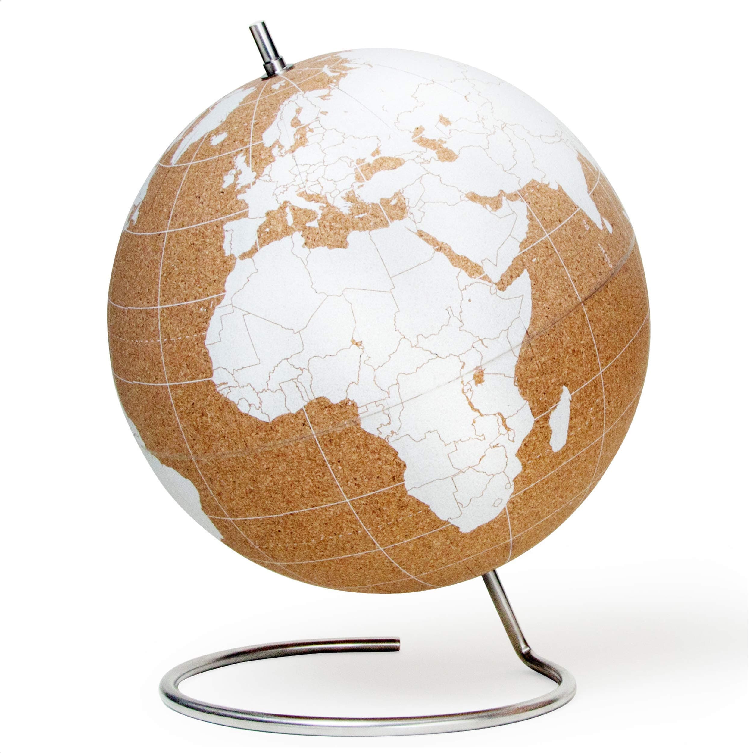 SUCK UK Push Pins-Complete Map of The World Beautiful Cork. 12 Inch Globe, Large, White