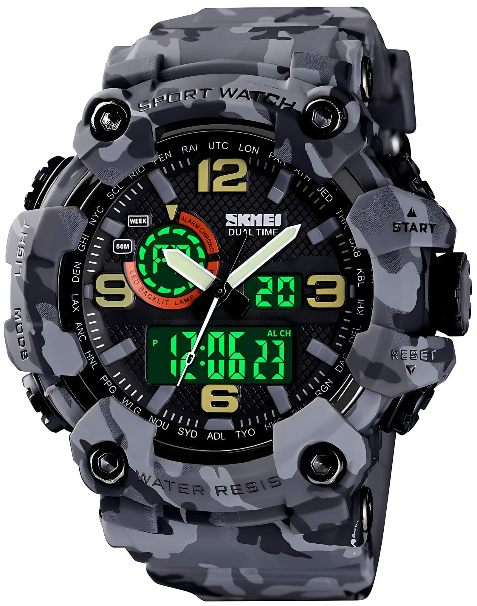 Gosasa Men's Watches Multi Function Military S-Shock Sports Watch LED Digital Waterproof Alarm Watches