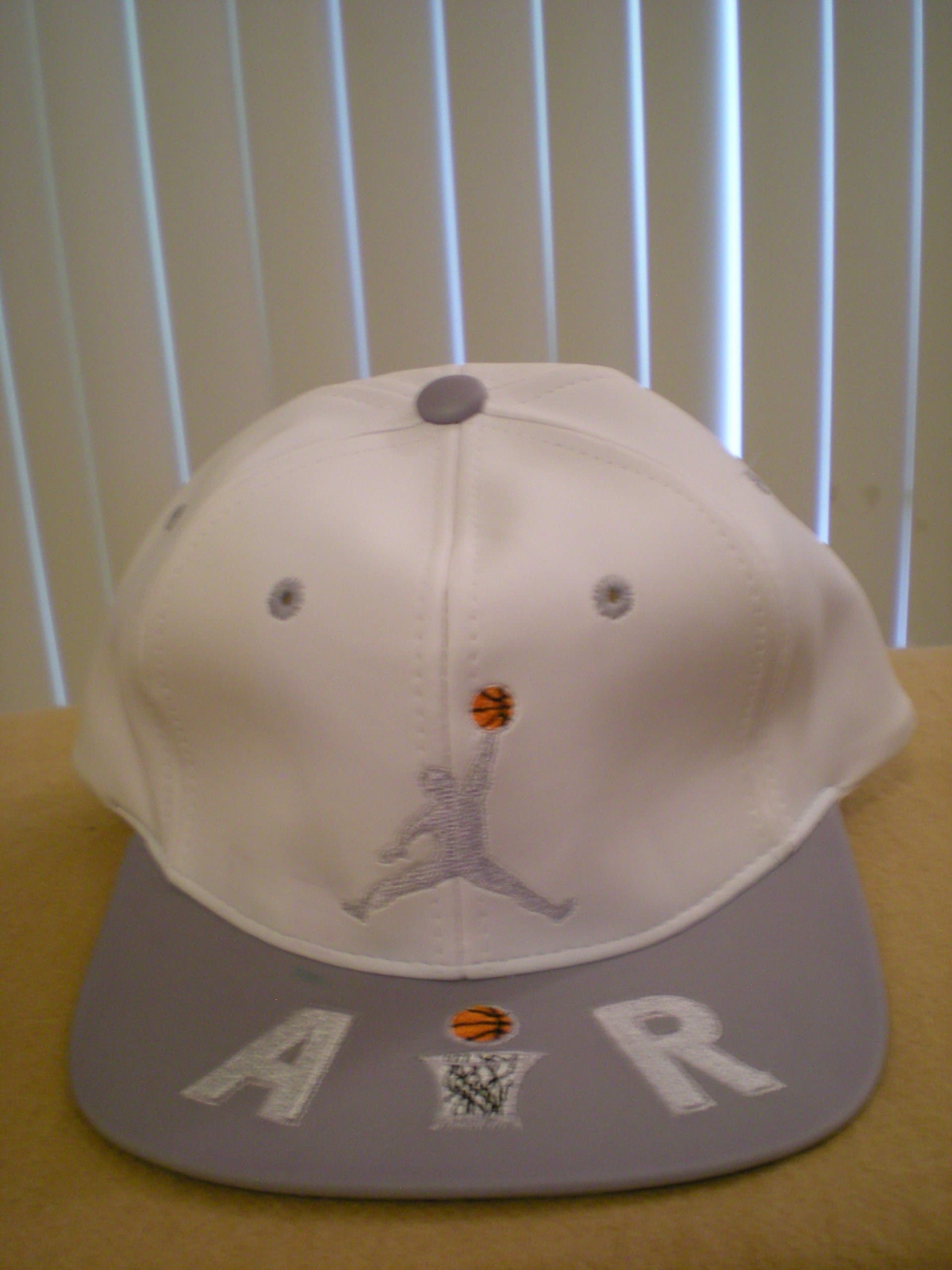 SRM H-007 White / Gray Air Jordan Jumpman True Snapback Cap - Men's Retro PVC Cap