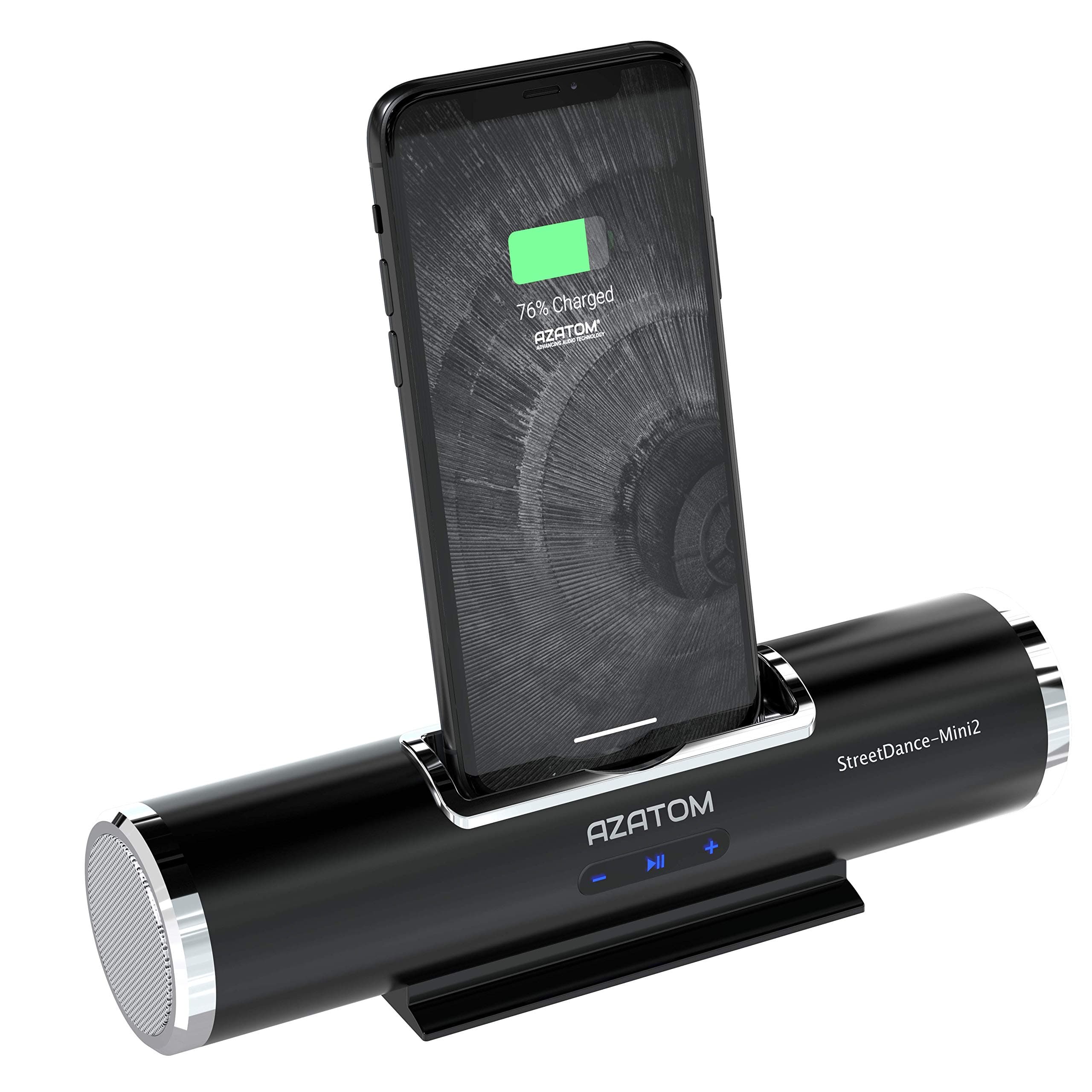 AZATOM StreetDance II docking station speaker with 8-pin for iPhone 11 Pro Max, 11 Pro, 11, Xs, Xr, X, 8, 8plus, 7, 7plus, 6s, 6plus, 5s, 5c, 5, SE (Streetdance 2 Black)